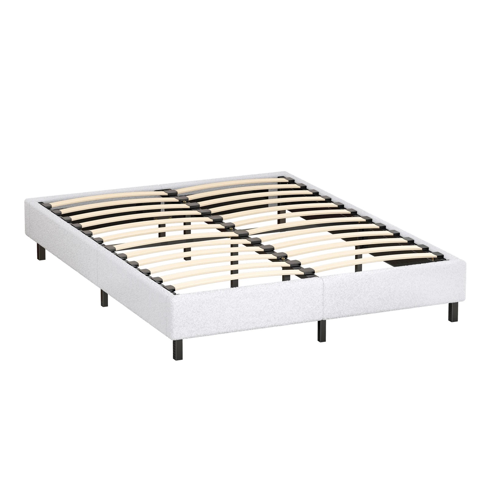10 Alfordson Bed Frame Queen Size Mattress Base Foundation Boucle Basel - White, 10 of 10