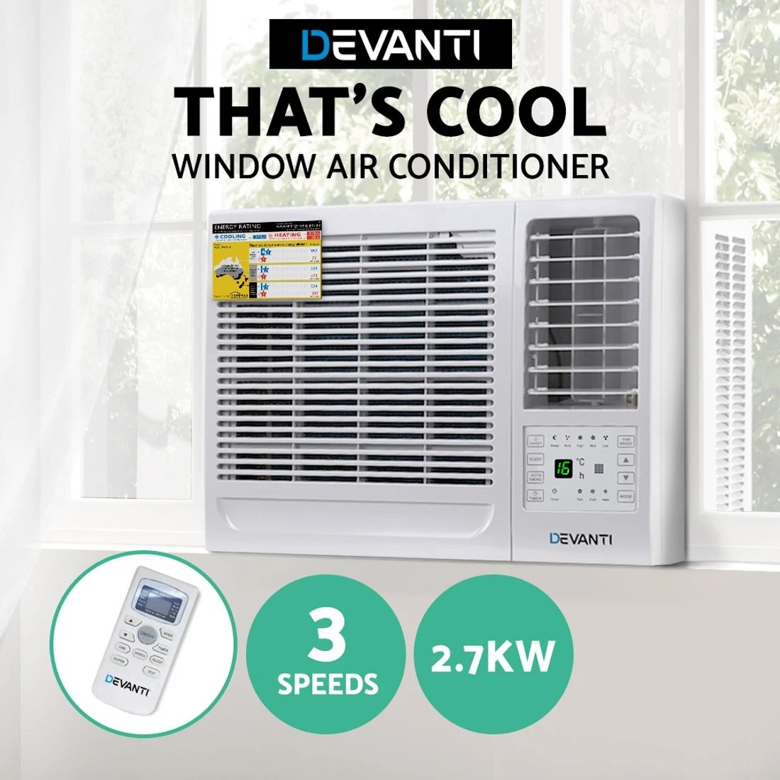 4 Devanti Window Air Conditioner 2.7kW - Blue, 4 of 7