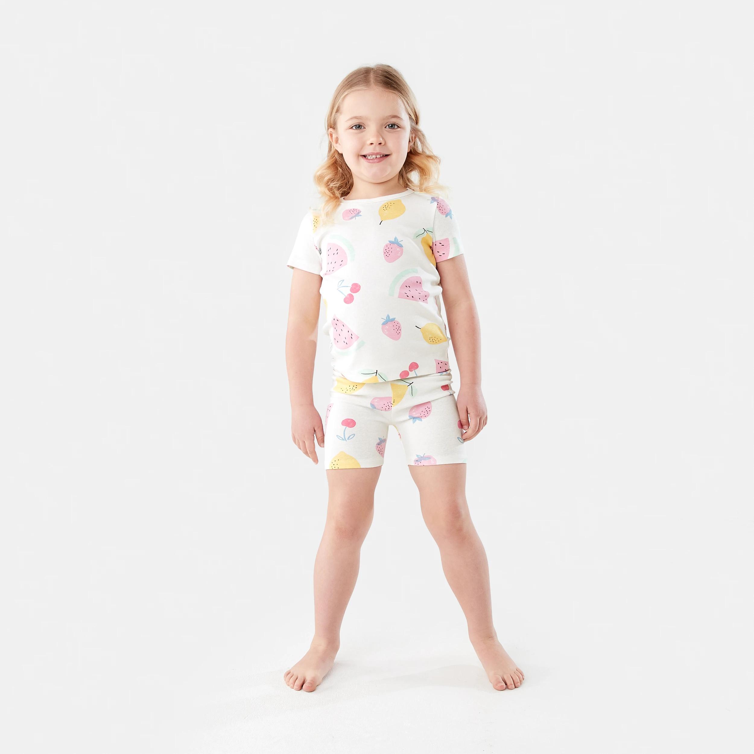 1 Short Sleeve Ribbed Pyjama Set WHITE FRUIT, 1 of 8