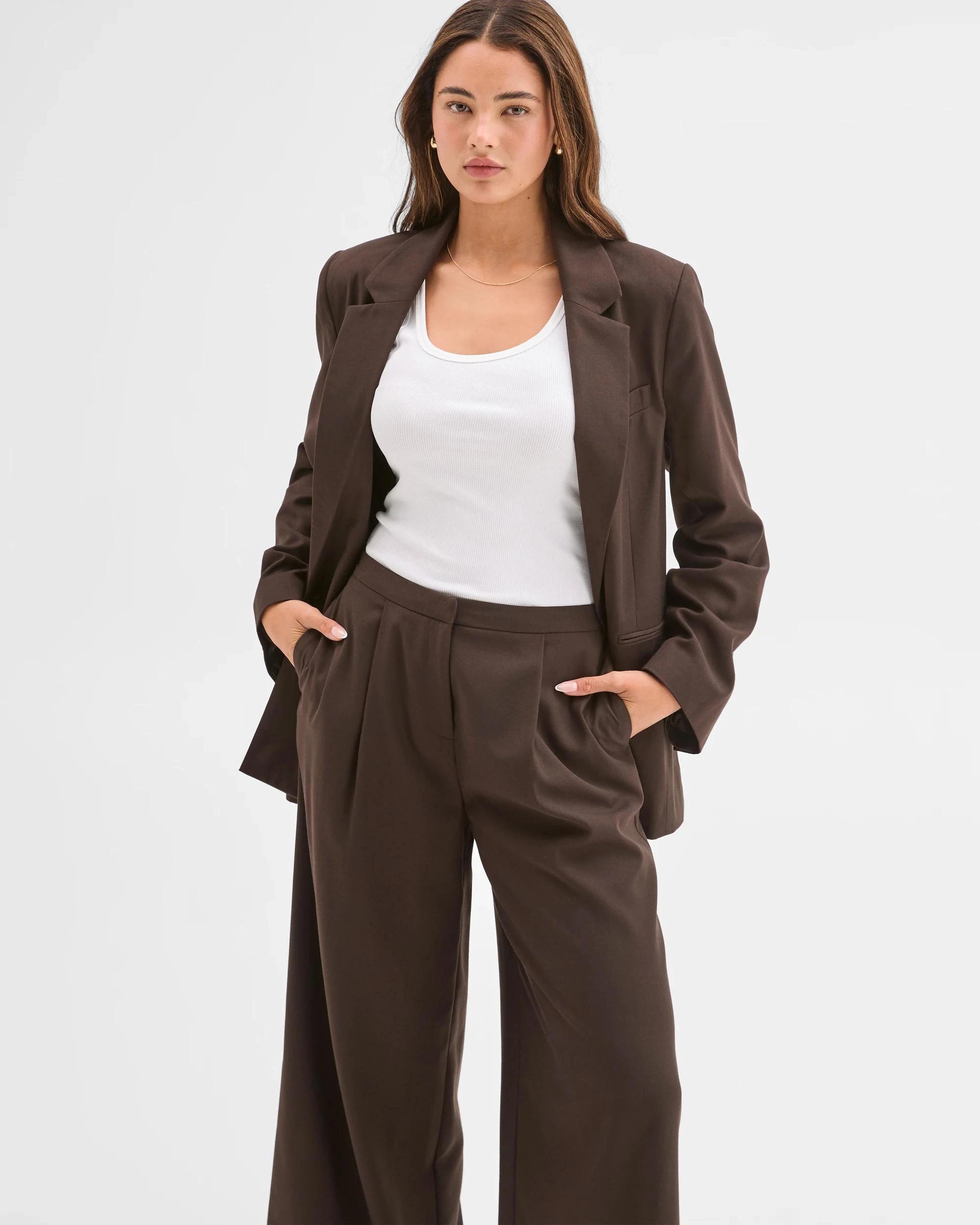 4 Lily Loves Wide Leg Tailored Pants CHOCOLATE, 4 of 6