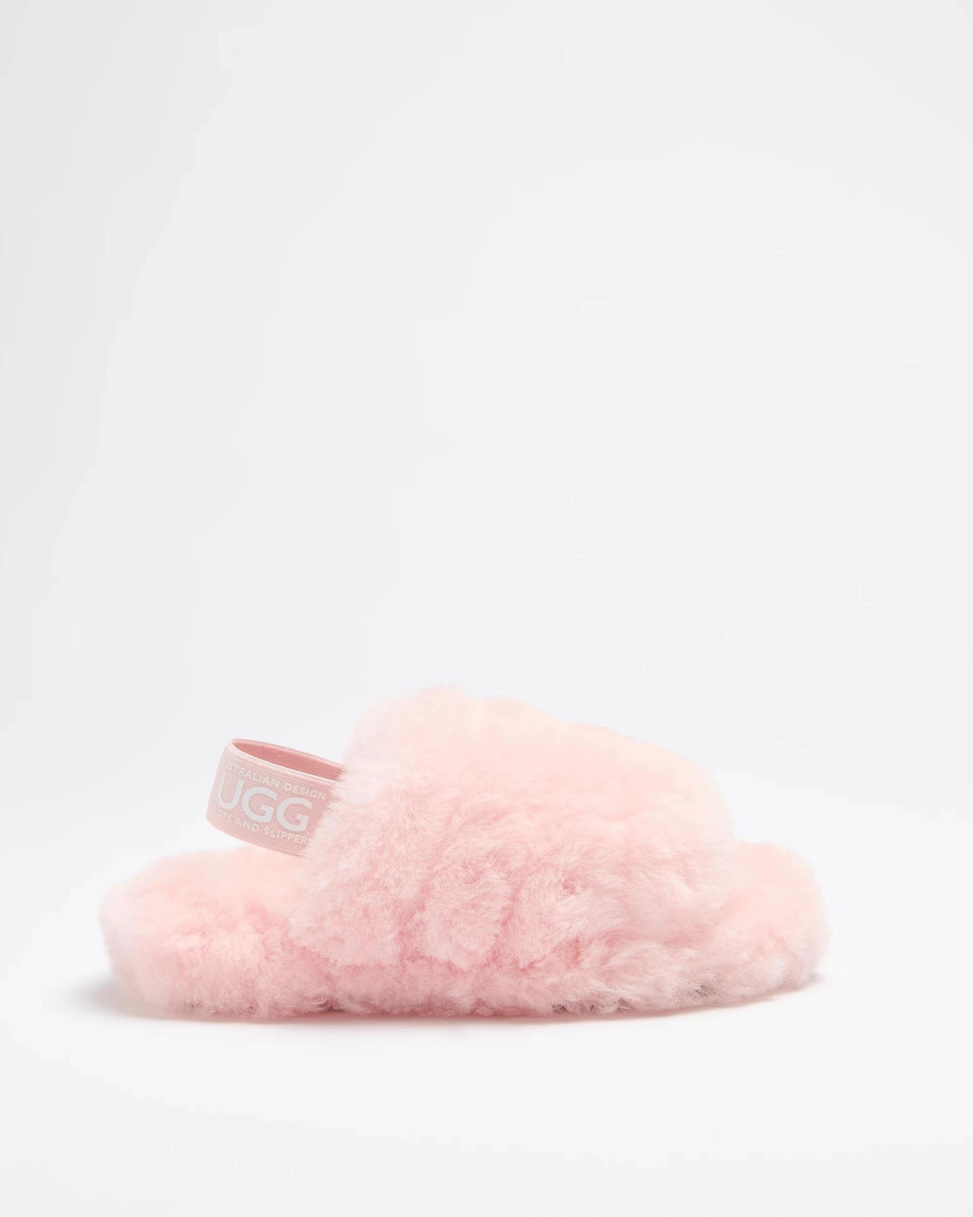 1 Australian Design Ugg Boots and Slippers Girls Youth Sheepskin Bandage Slipper Scuff PINK, 1 of 3