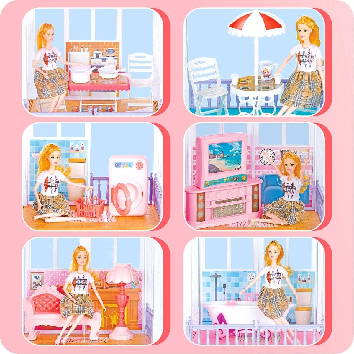 4 AUSWAY Kids Play Doll House Dream Furniture Princess Castle, 4 of 6