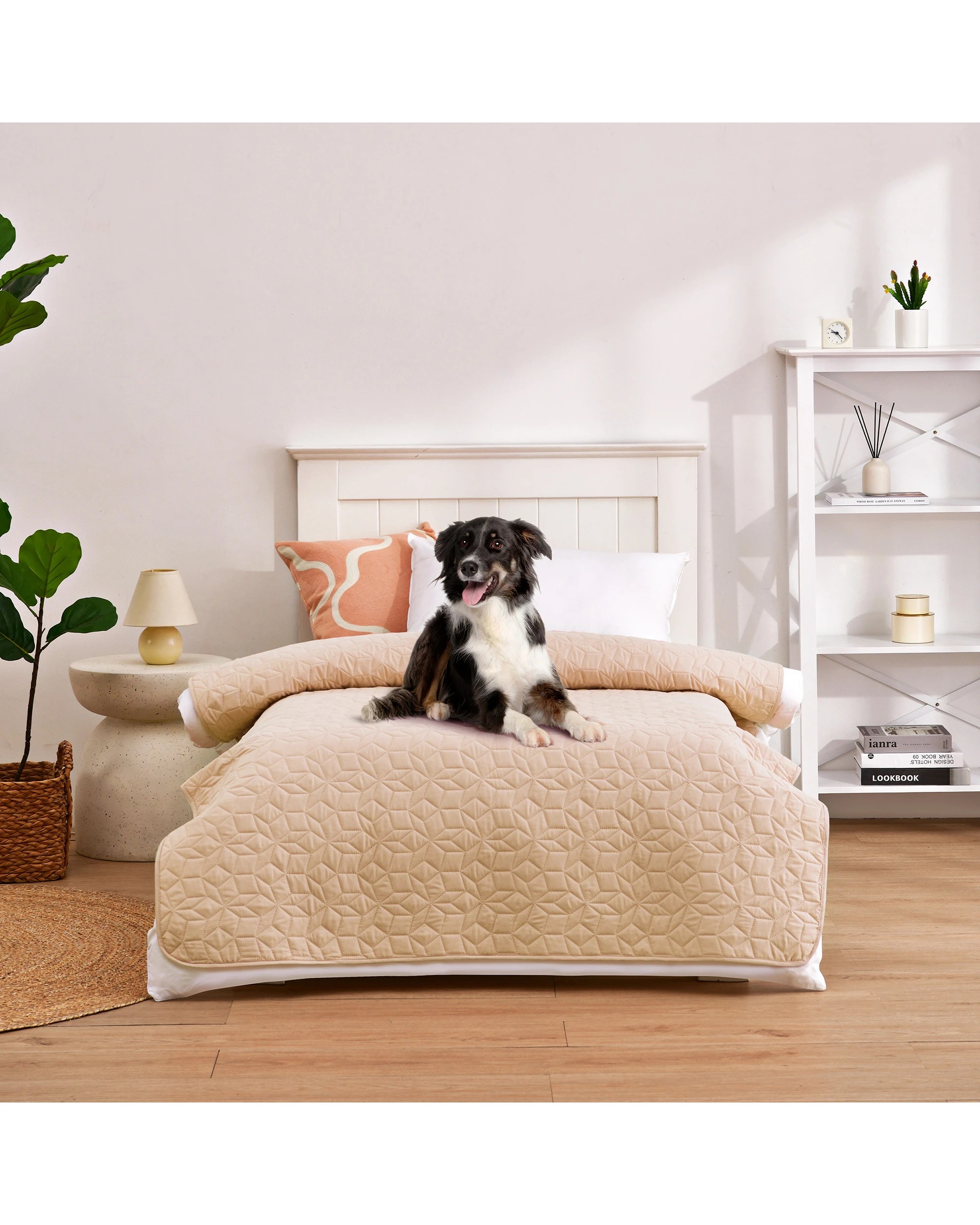 3 Charlie's Sofur Waterproof Dog Bed Cover Protector Single/King Single 132x208cm - King Single Bed - Oat, 3 of 10