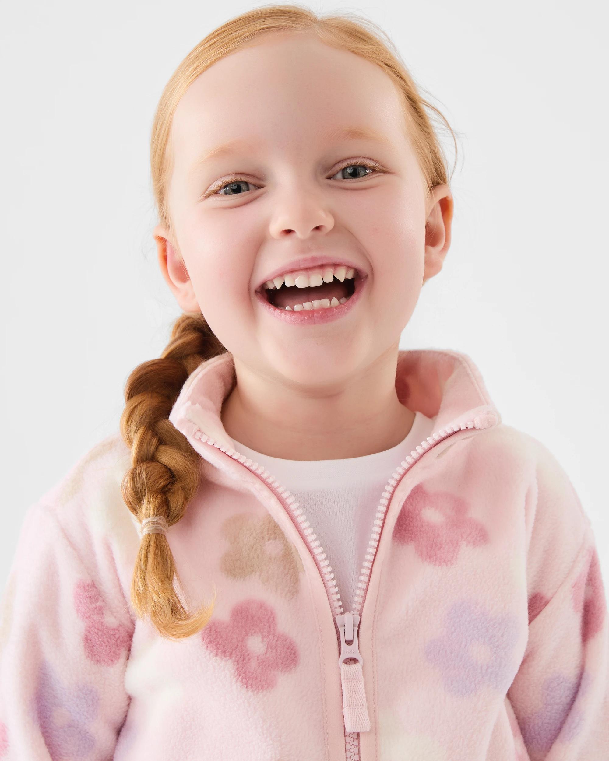 3 Polar Fleece Zip Through Jacket Pink Flwrs, 3 of 7