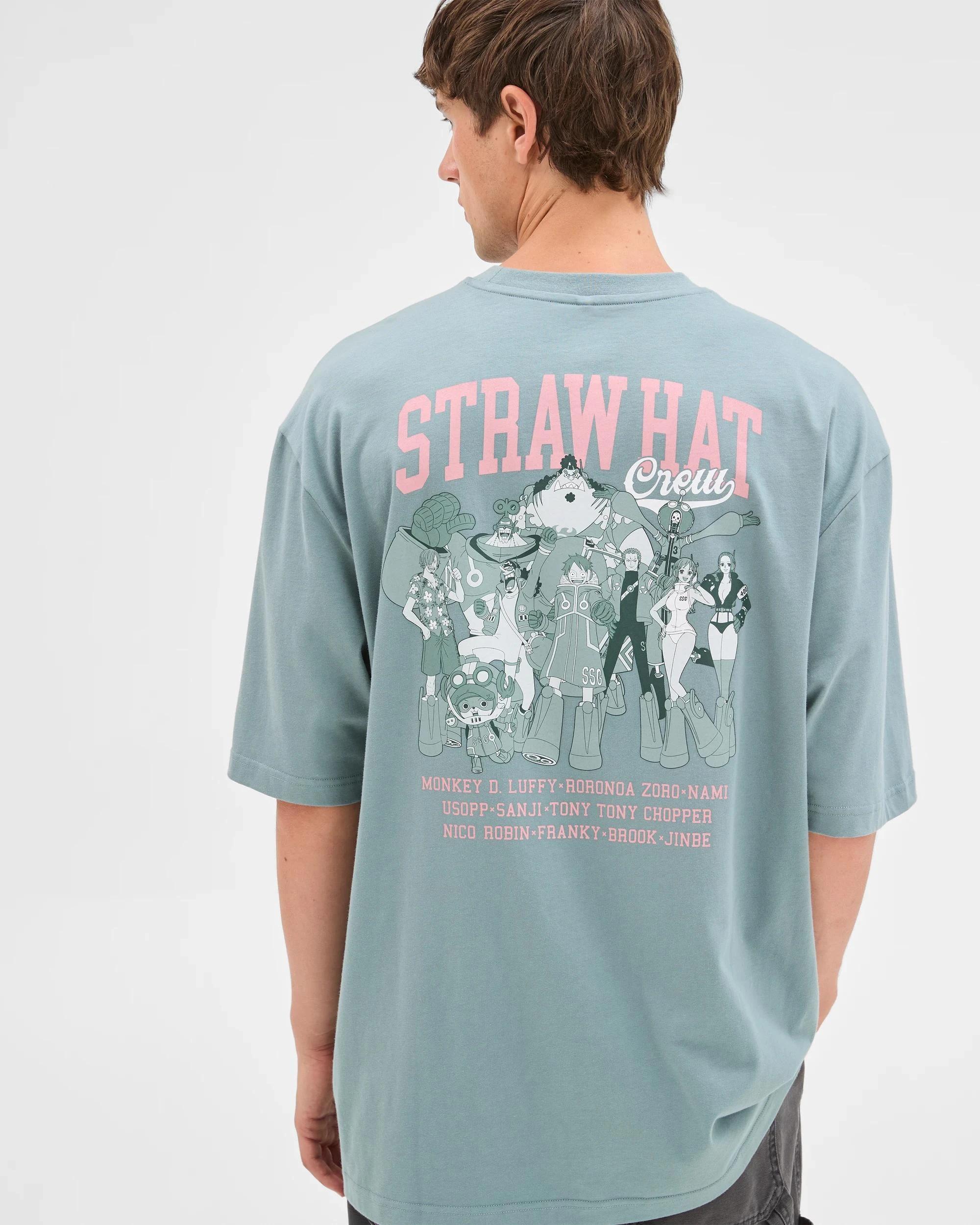 5 One Piece Onepiece Strawhat Australian Cotton Print T-Shirt MOSS GREEN, 5 of 5