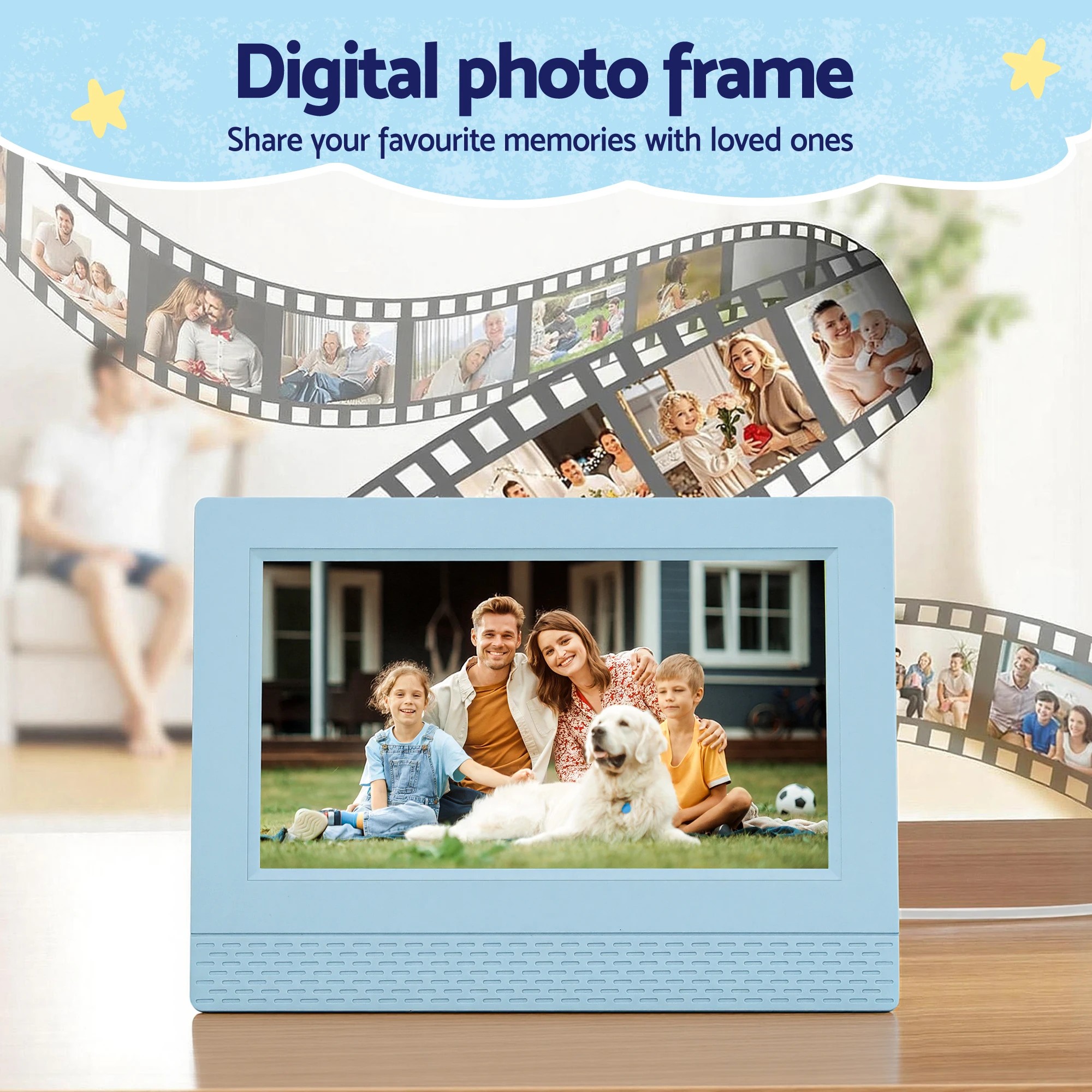 8 Artiss 7" Digital Day Clock Calendar Alarm LCD Children Sleep Trainer Clocks - Blue, 8 of 9