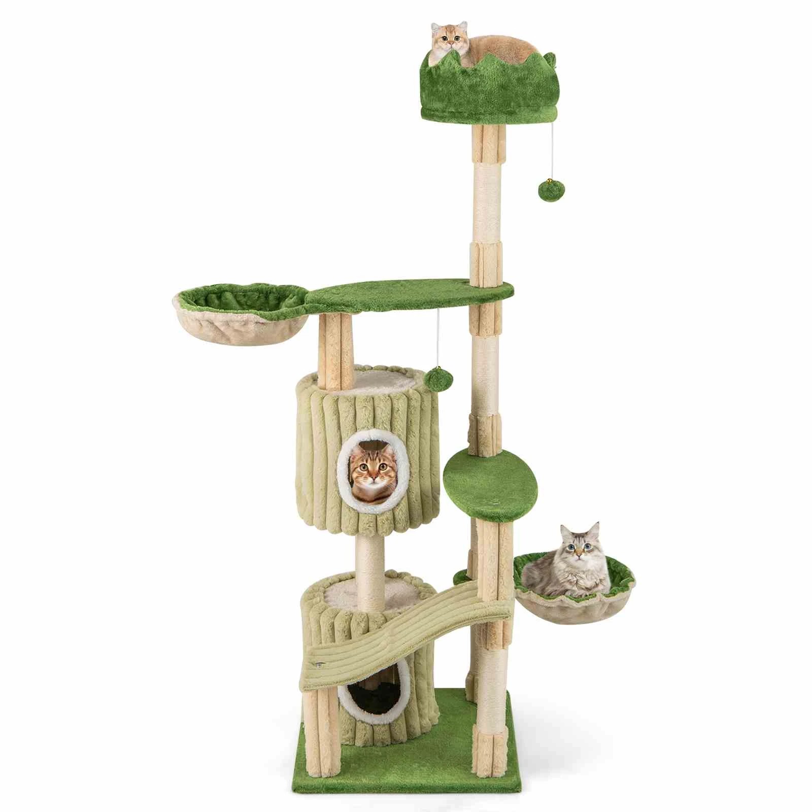 6 Costway 1.6M Cat Tree Tower Kitten Cando House w/Sisal Scratching Post, 6 of 6