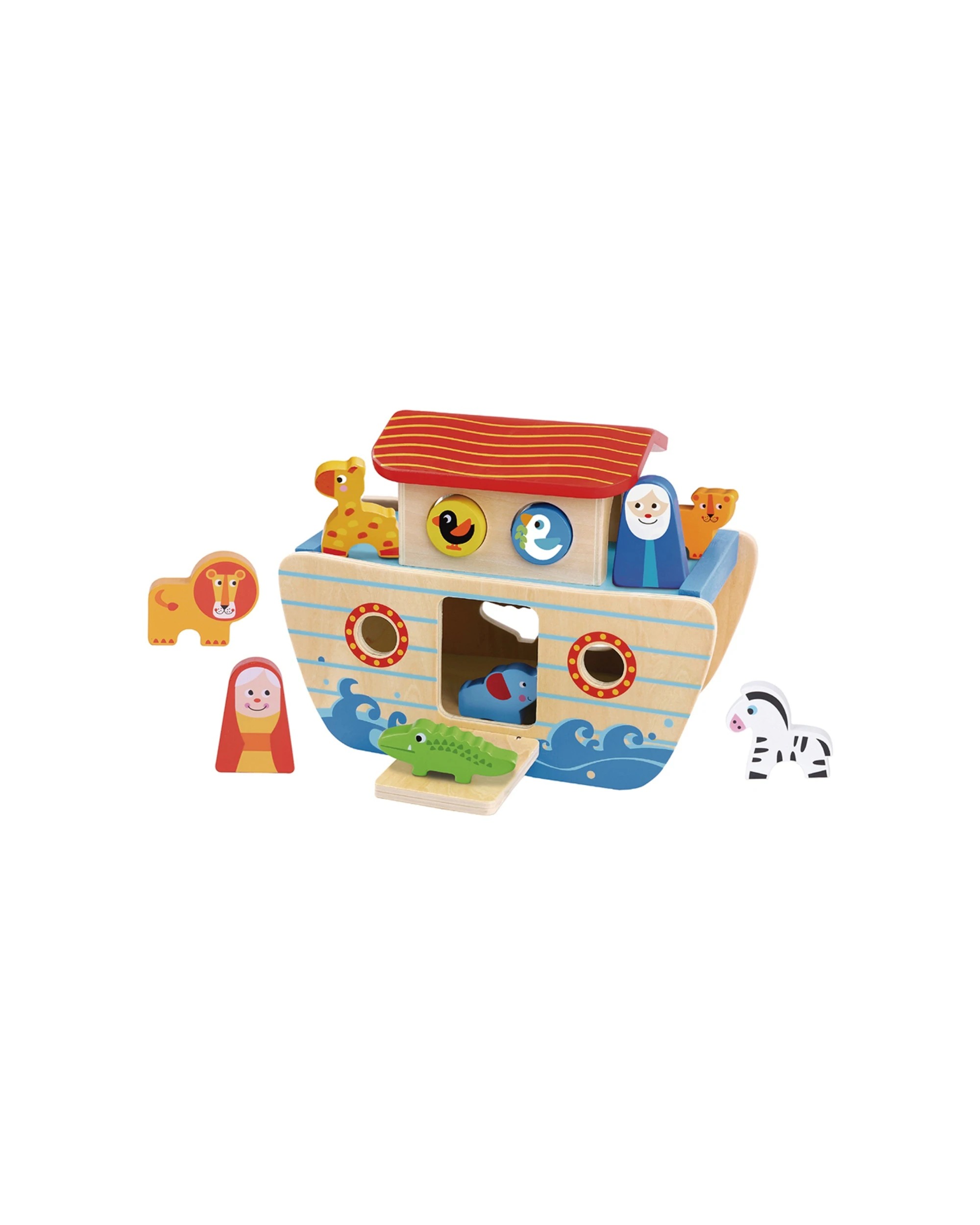 1 Tooky Toy Noah's Ark Interactive Learning Wooden Playset Kids Children - Multi, 1 of 2