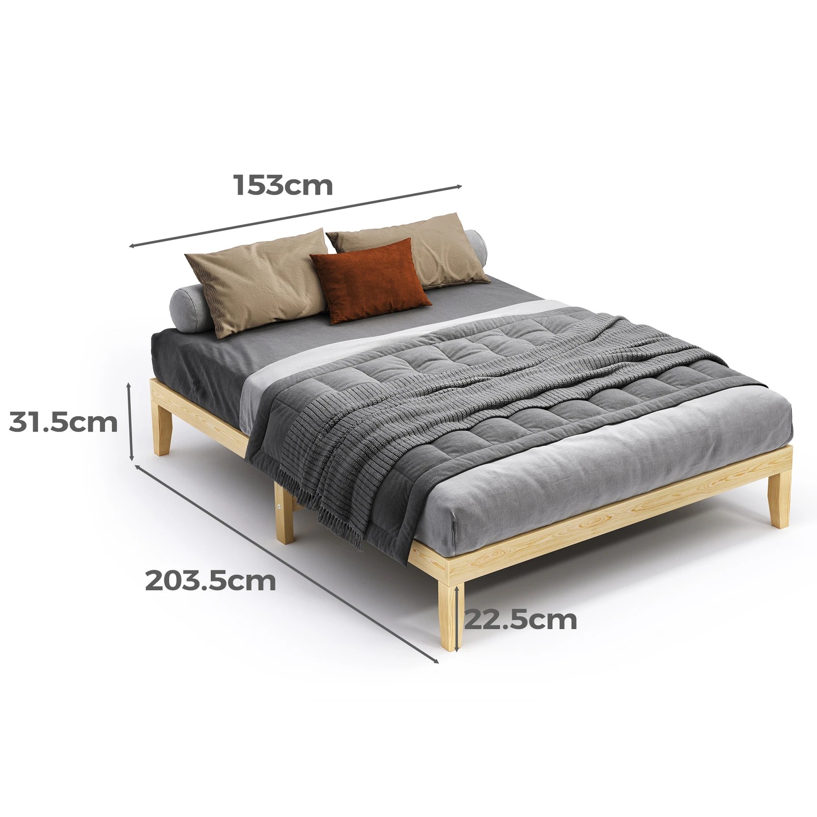 4 Alfordson Bed Frame Wooden Timber Double Size Mattress Base Platform Pramod - Natural, 4 of 10