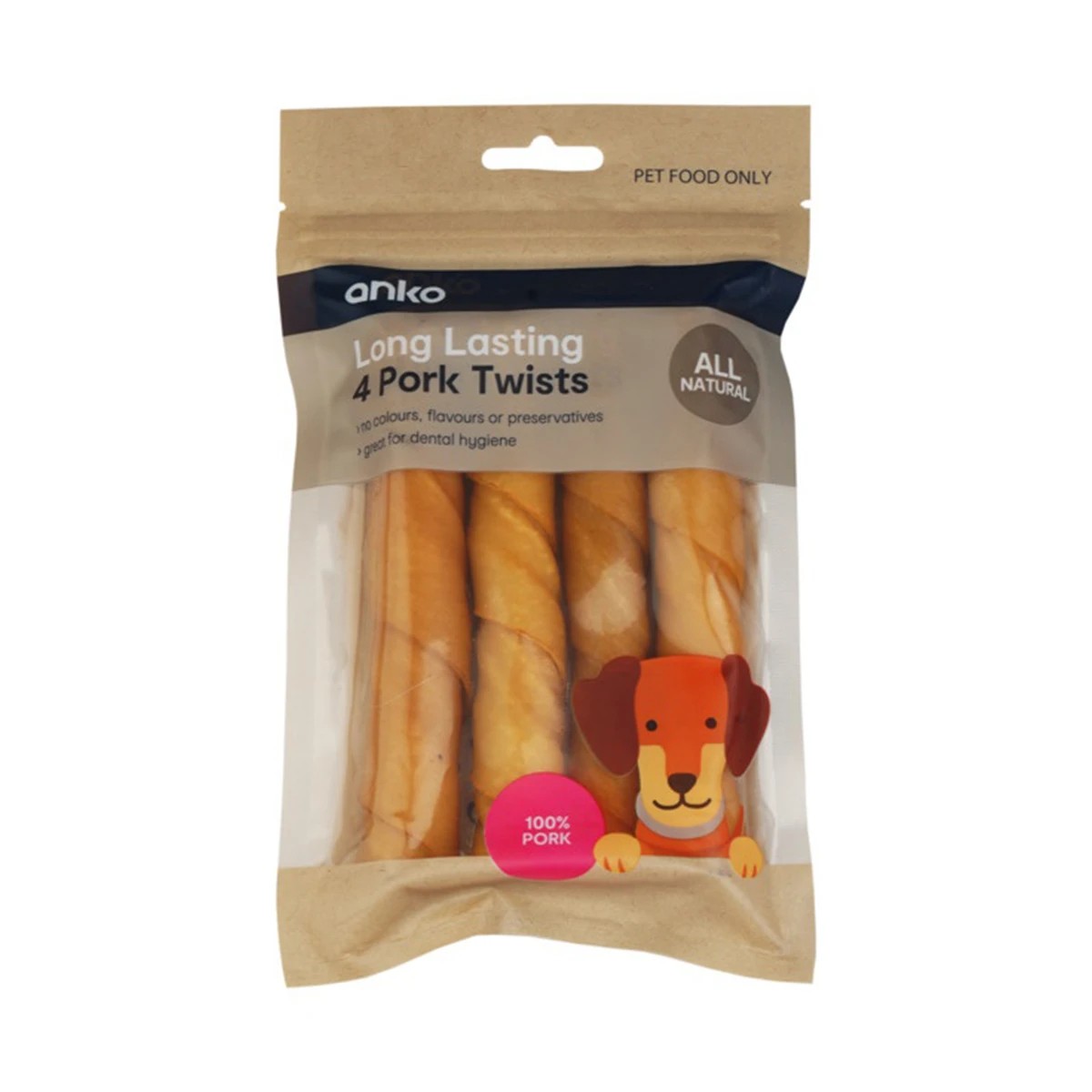 1 4 Pack Pet Treat Pork Twist, 1 of 3