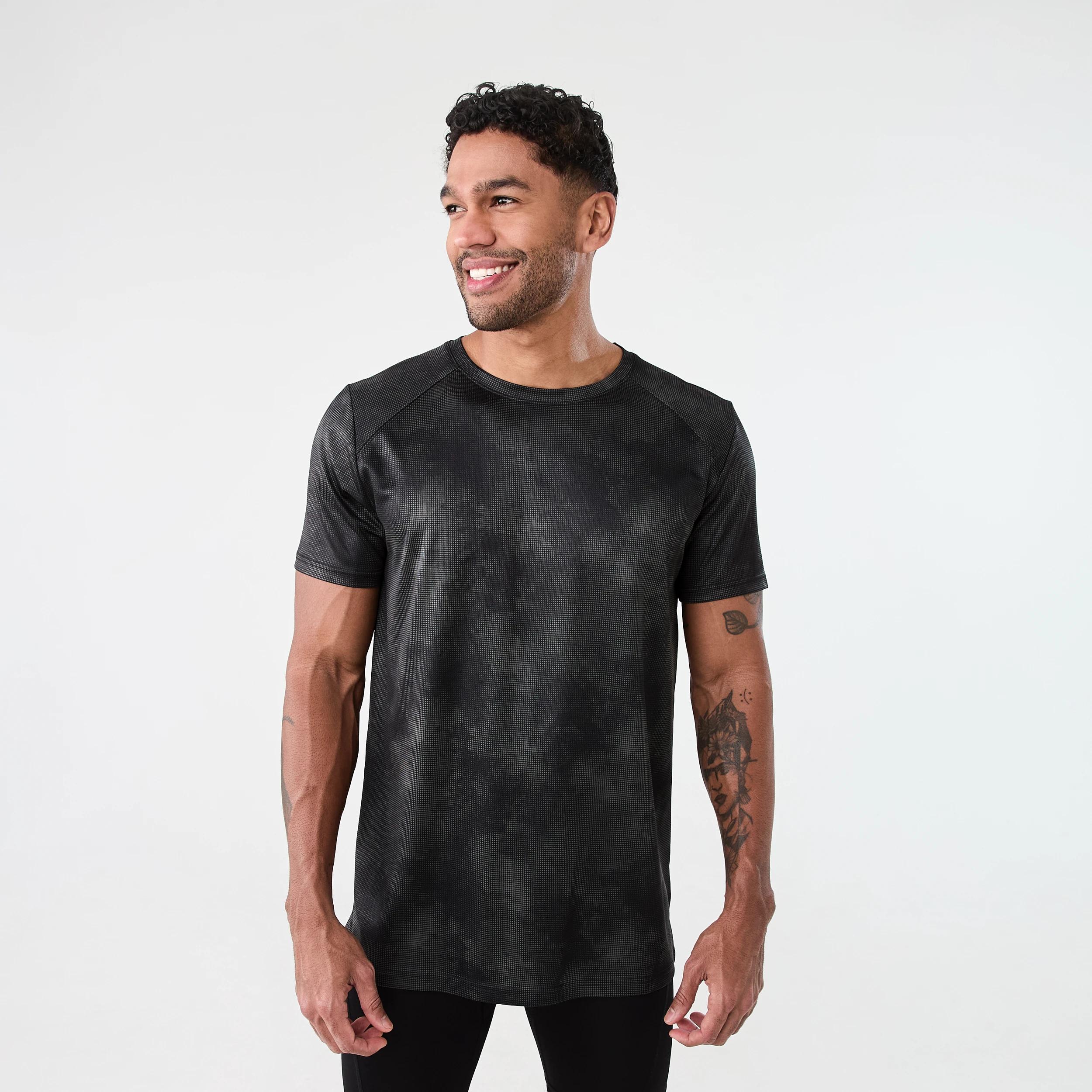 1 Active Mens Printed T-shirt GEO HAZE BLACK, 1 of 6