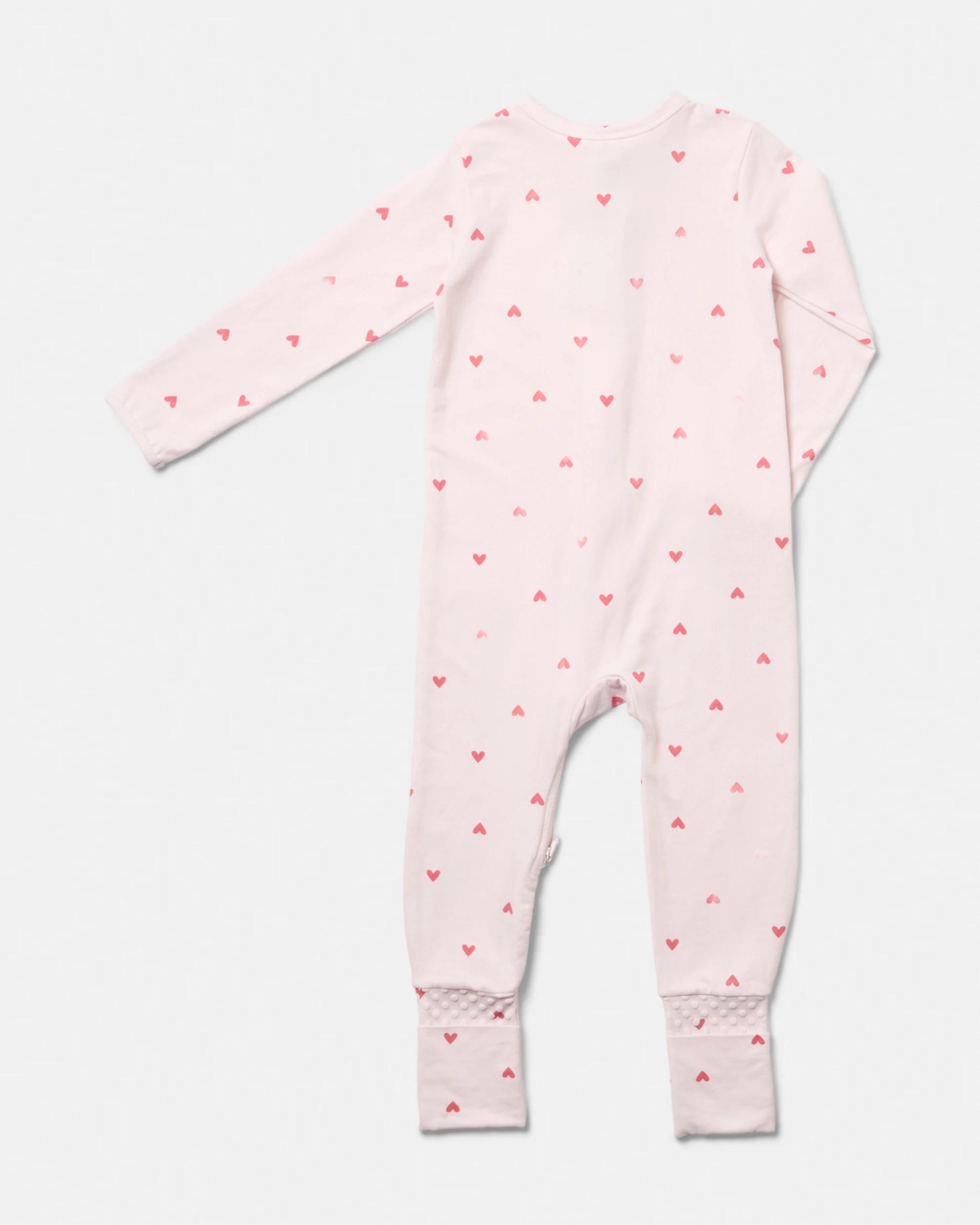 2 Cotton Turn Cuff Coverall Pnk Hearts, 2 of 3