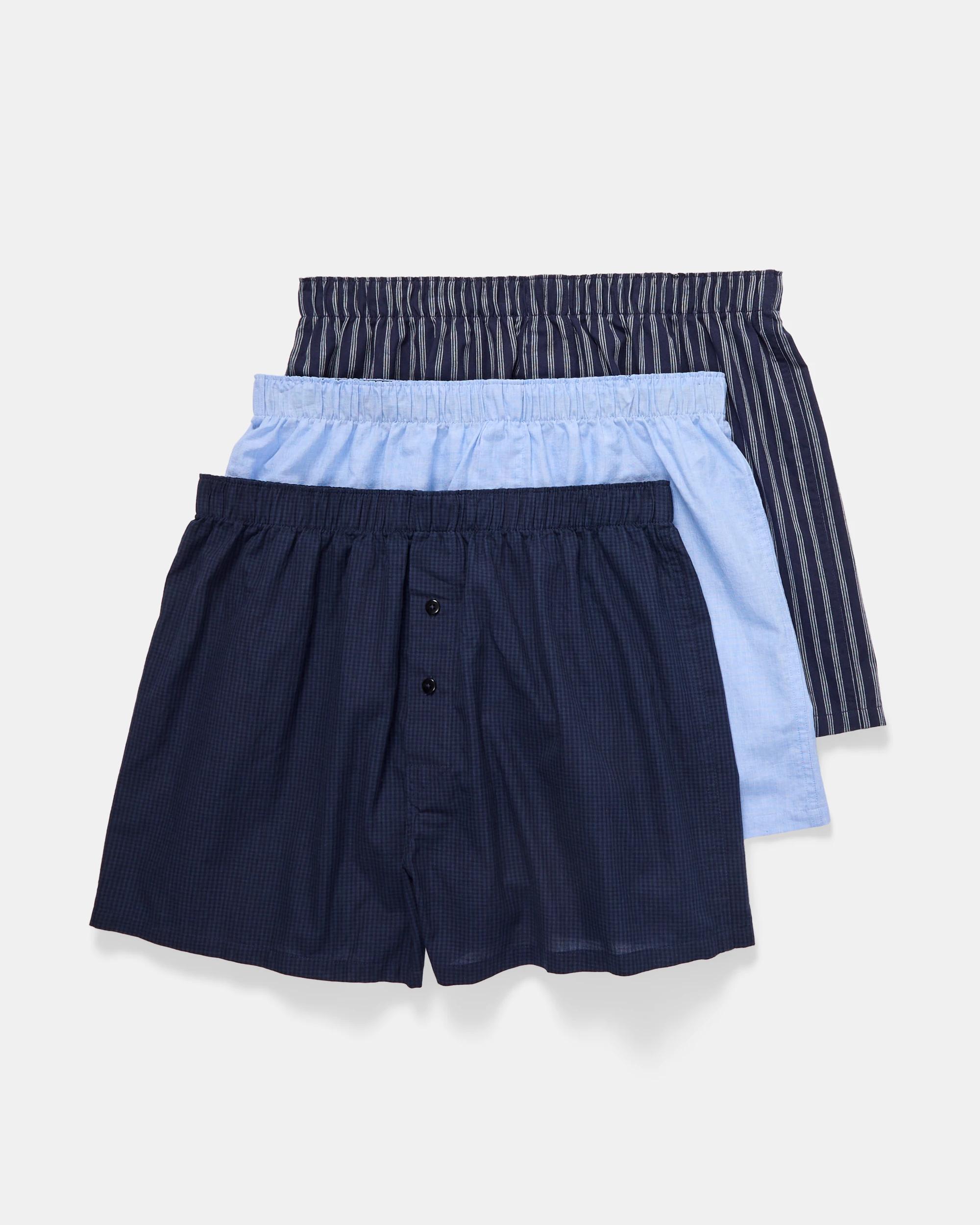 1 3 Pack Classic Woven Boxers Blu Indigo, 1 of 7