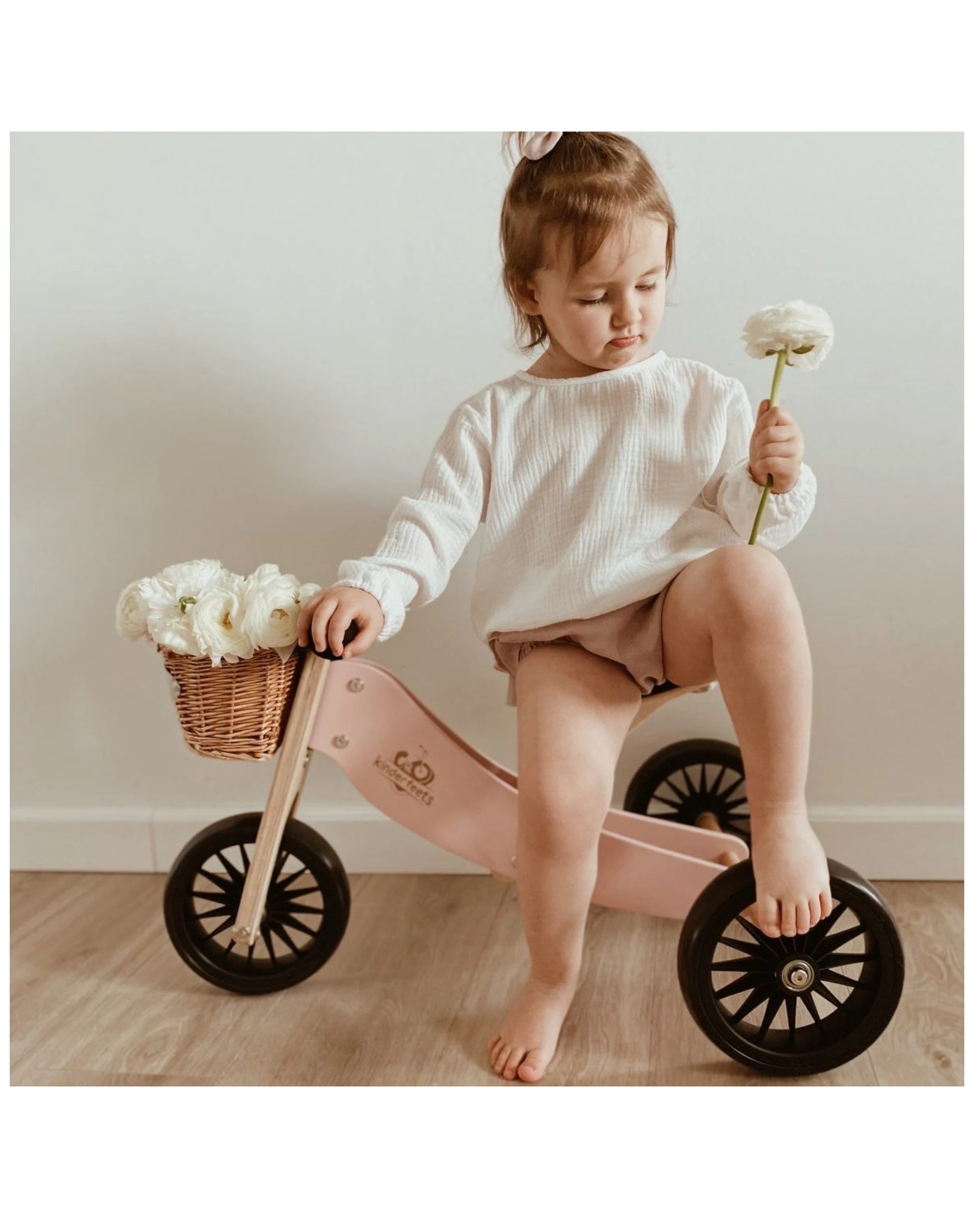 6 Kinderfeets 72cm Wood Tiny Tot Plus Balance Bike Trike Kids Ride-on Toy Rose 18m+. - Pink, 6 of 7
