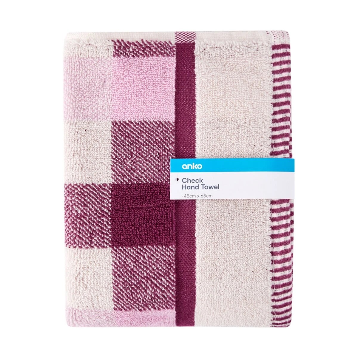5 Cotton Check Hand Towel - Pink, 5 of 5