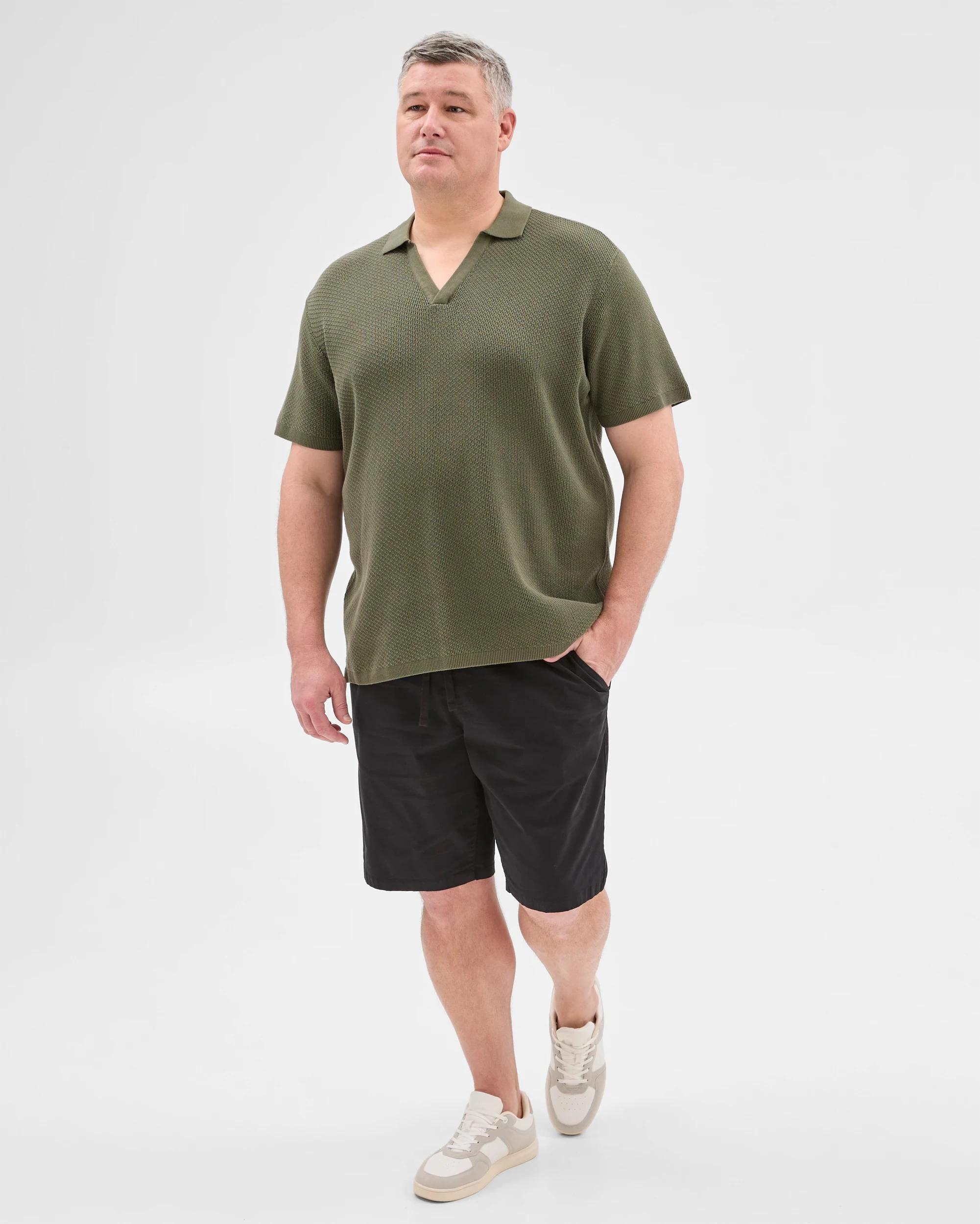 1 Target Plus Size Australian Cotton Knitted Polo Top KHAKI, 1 of 5