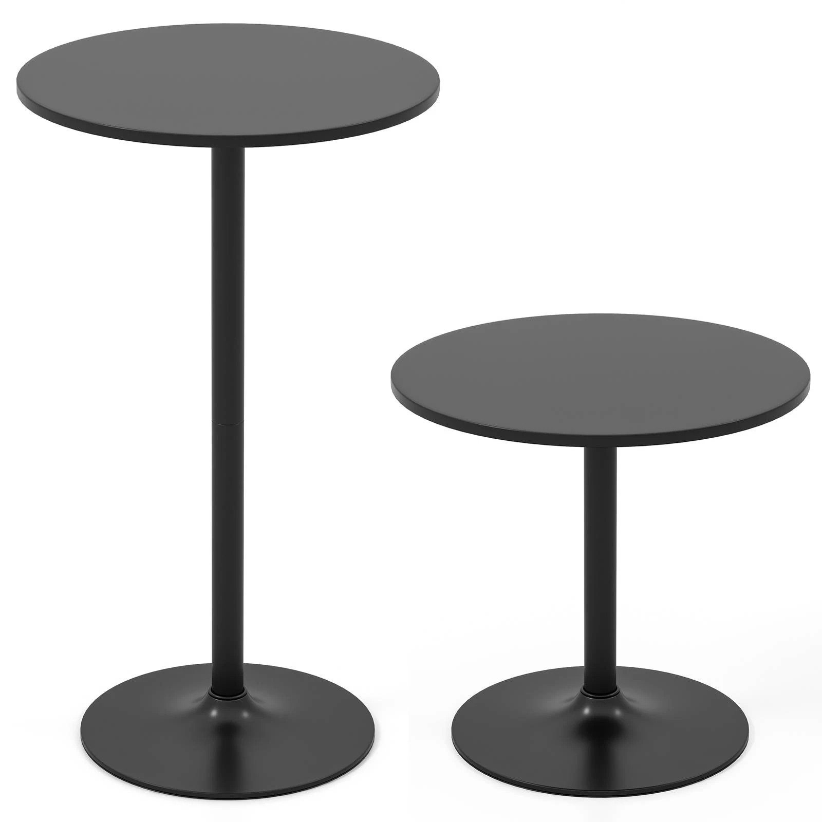 1 Costway 2PCS High Bar Table Round Coffee Side Table Pub Dining Table - Black, 1 of 8