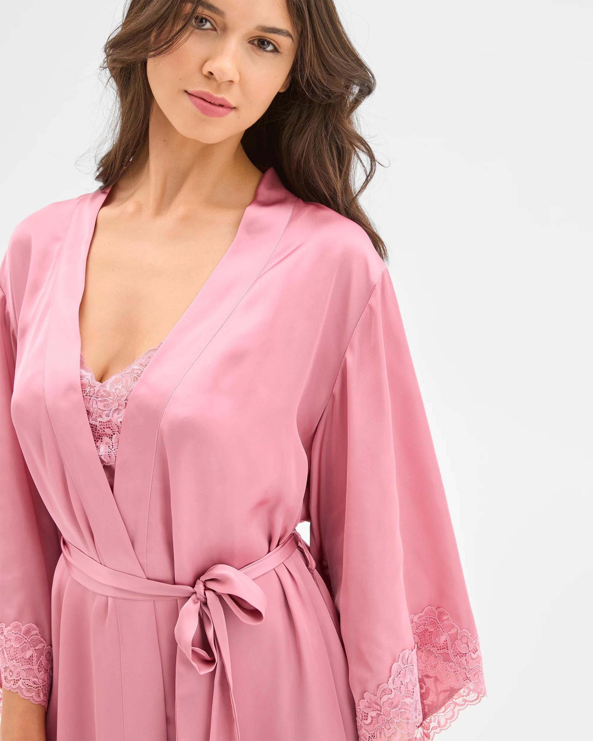 3 Target Woman Satin Short Sleep Robe PINK, 3 of 6