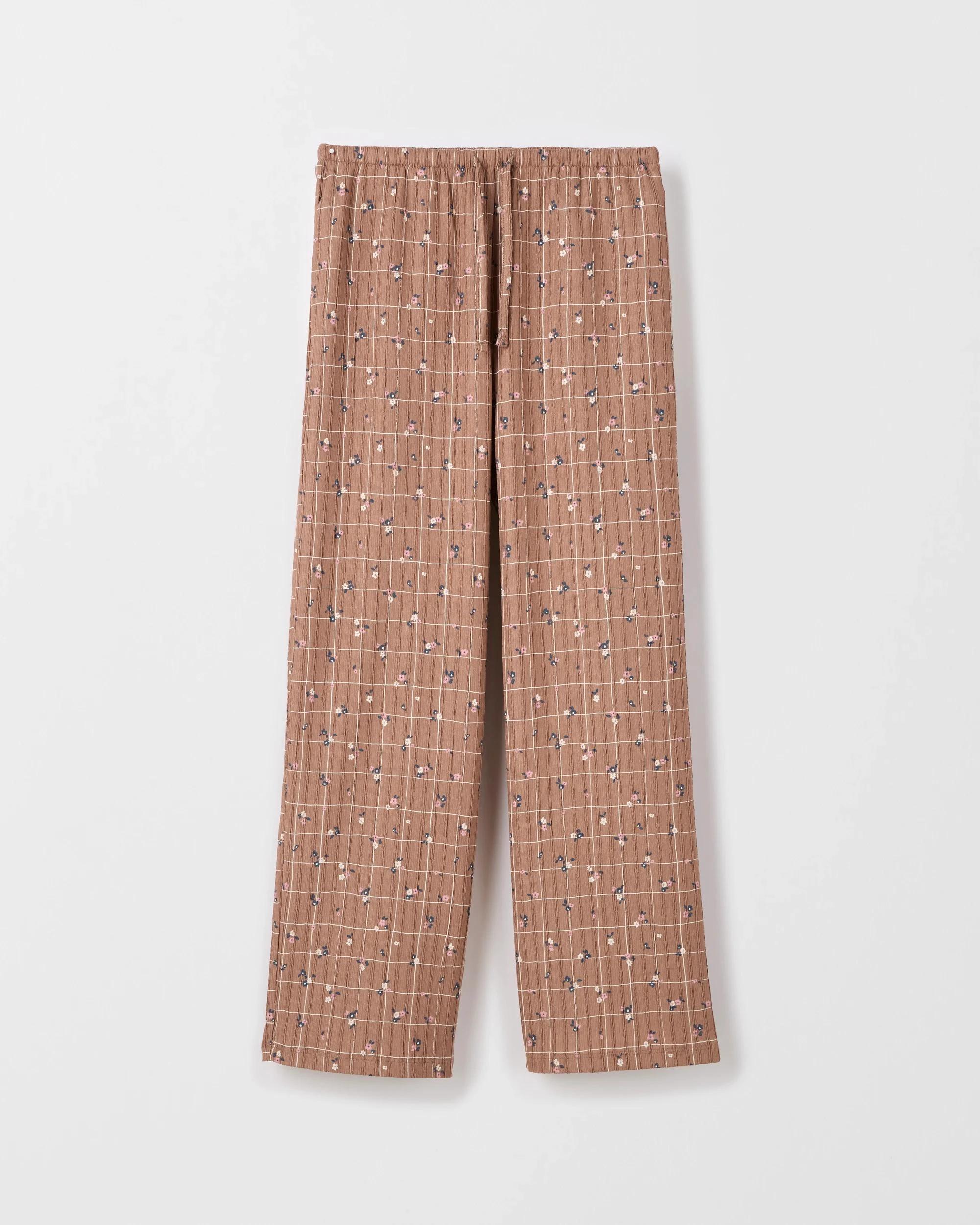 6 Target Kids Wide Leg Textured Pants BROWN CHECK, 6 of 7