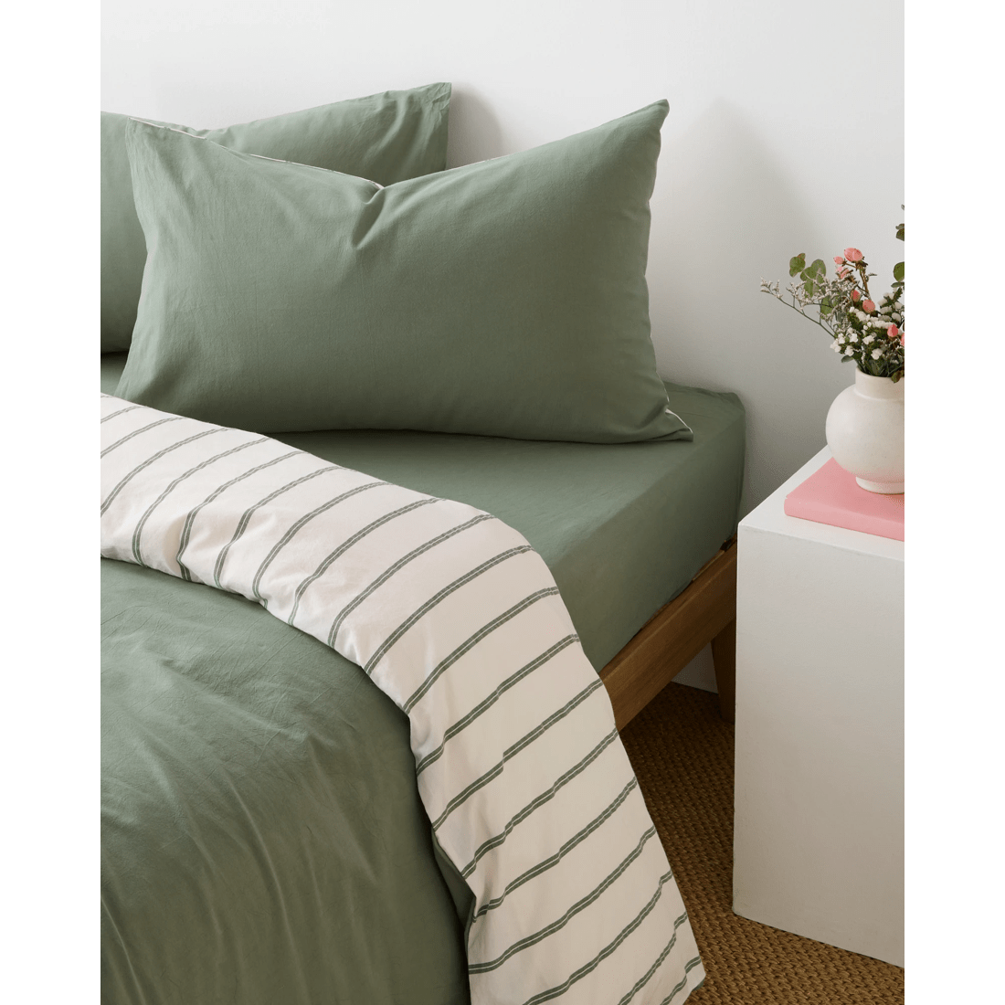 1 Arlo Stonewash Stripe 2 Pack Pillowcases
 - Queen Bed
 - Green, 1 of 4