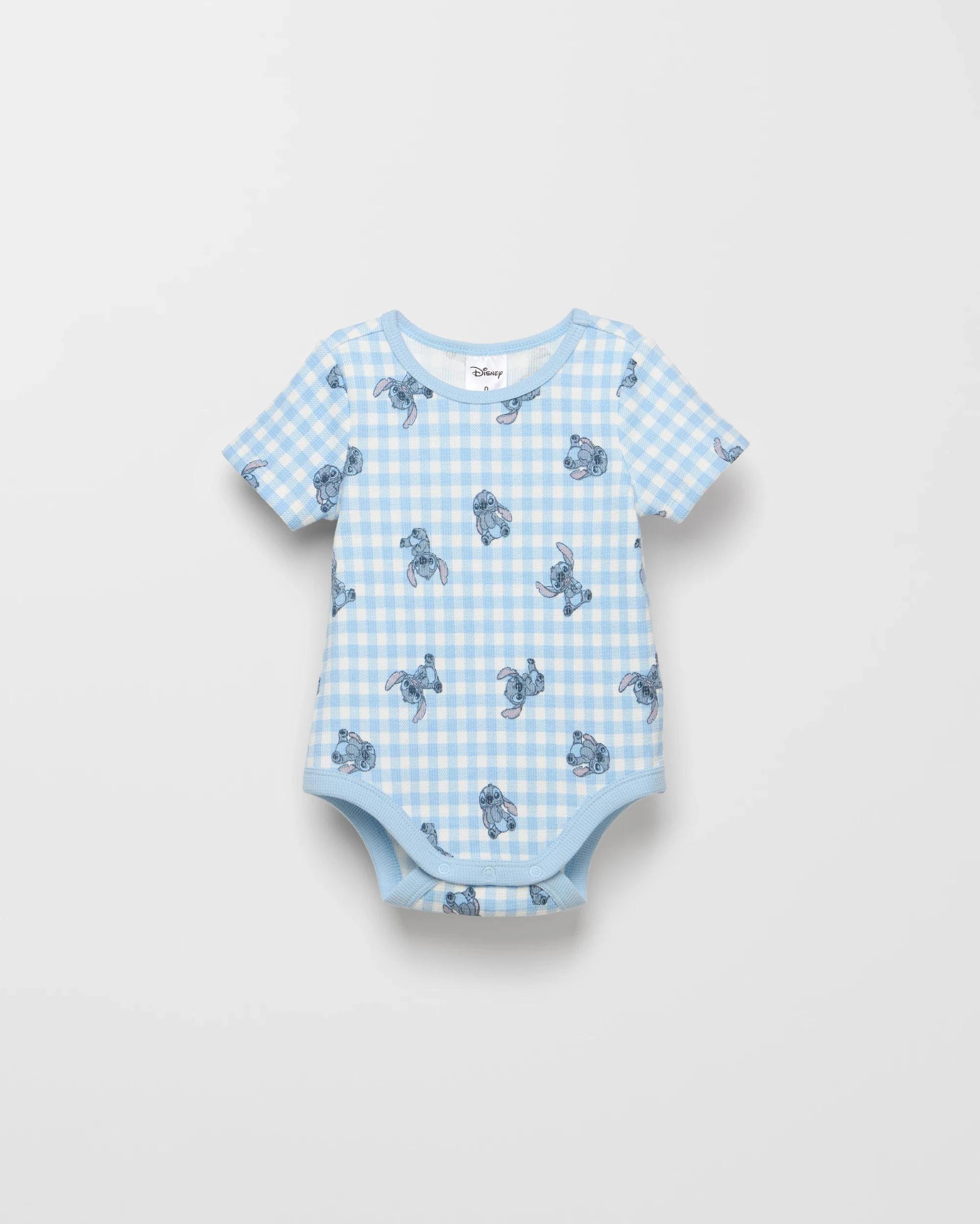 1 Baby Disney Organic Cotton Waffle Bodysuit STITCH, 1 of 2