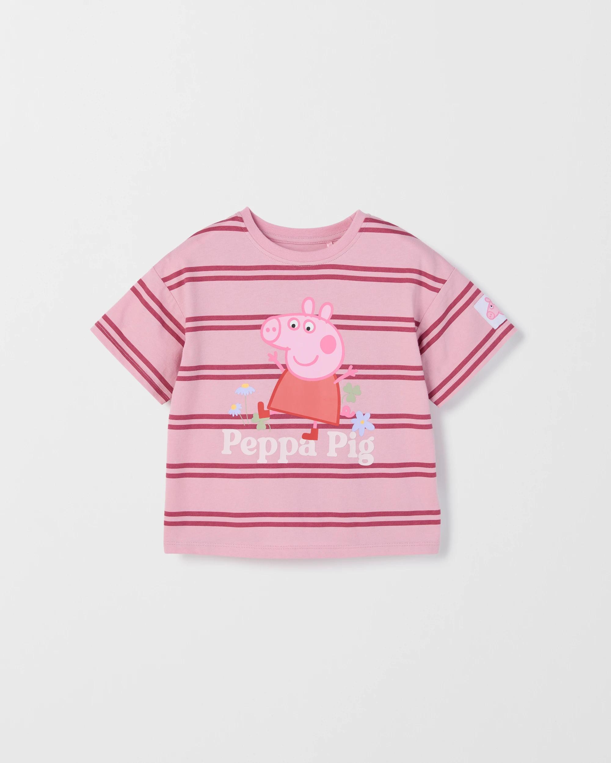 1 Peppa Pig License Australian Cotton T-Shirt PINK STRIPE, 1 of 1