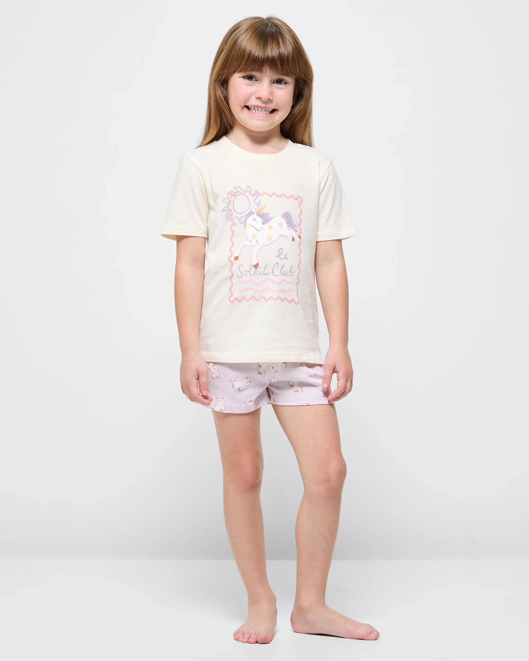 3 Target Kids Australian Cotton Print Younger Girls Jersey Pyjama Set - 2 Pack UNICORN, 3 of 4