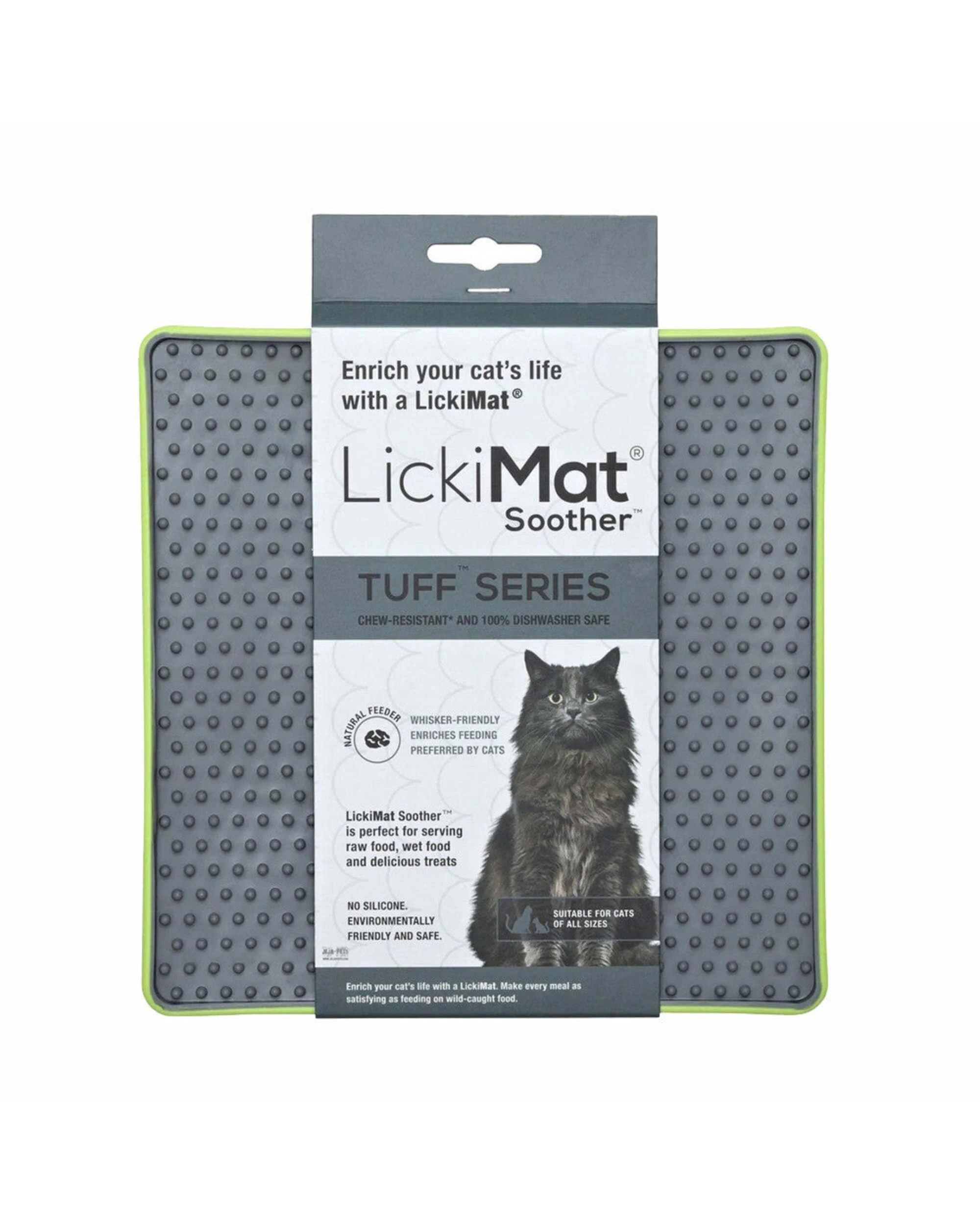 1 Lickimat Tuff Soother Boredom Buster Cats Slow Feeder Mat Green, 1 of 1