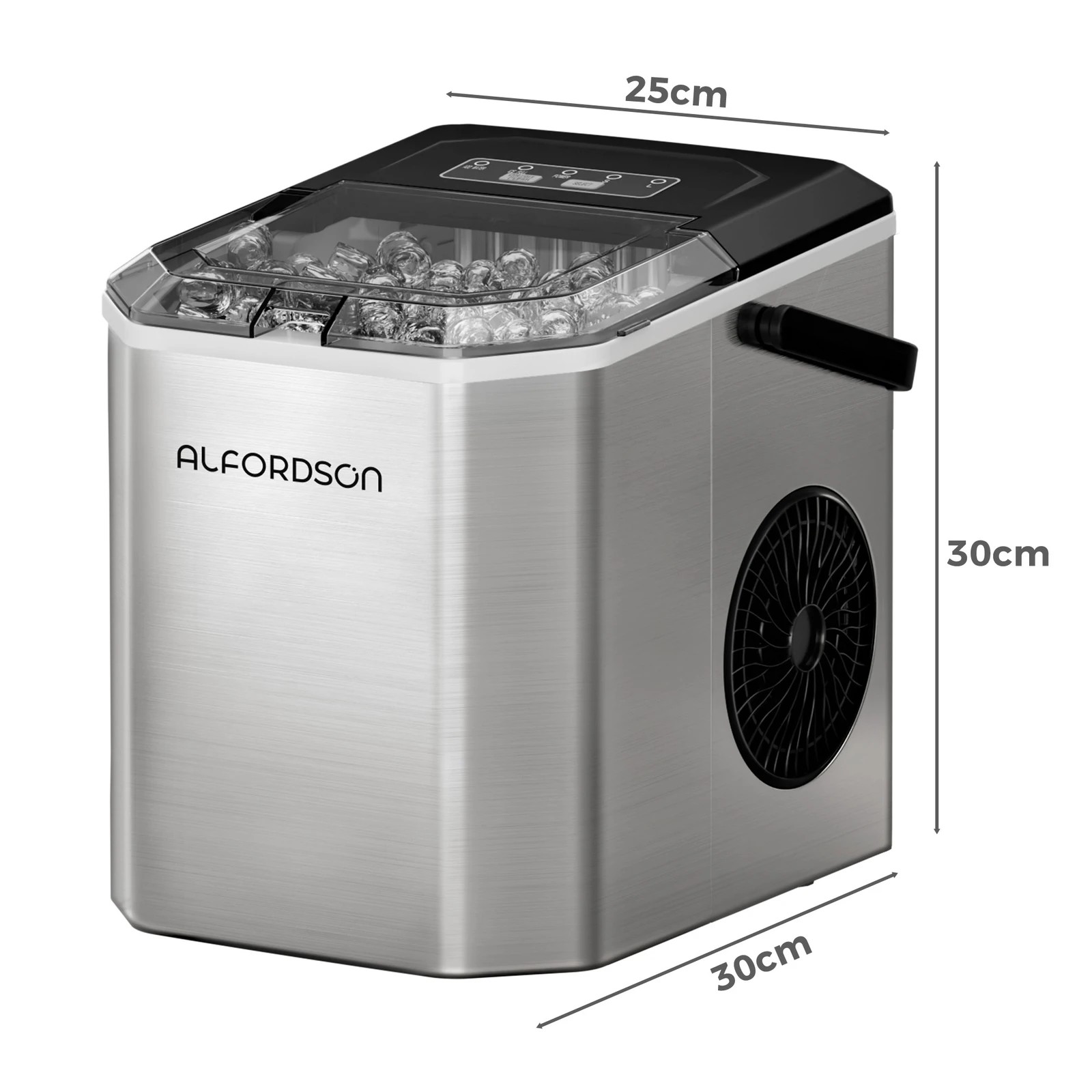 9 Alfordson Ice Maker Machine Portable Countertop 12kg With Handle - Silver, 9 of 10