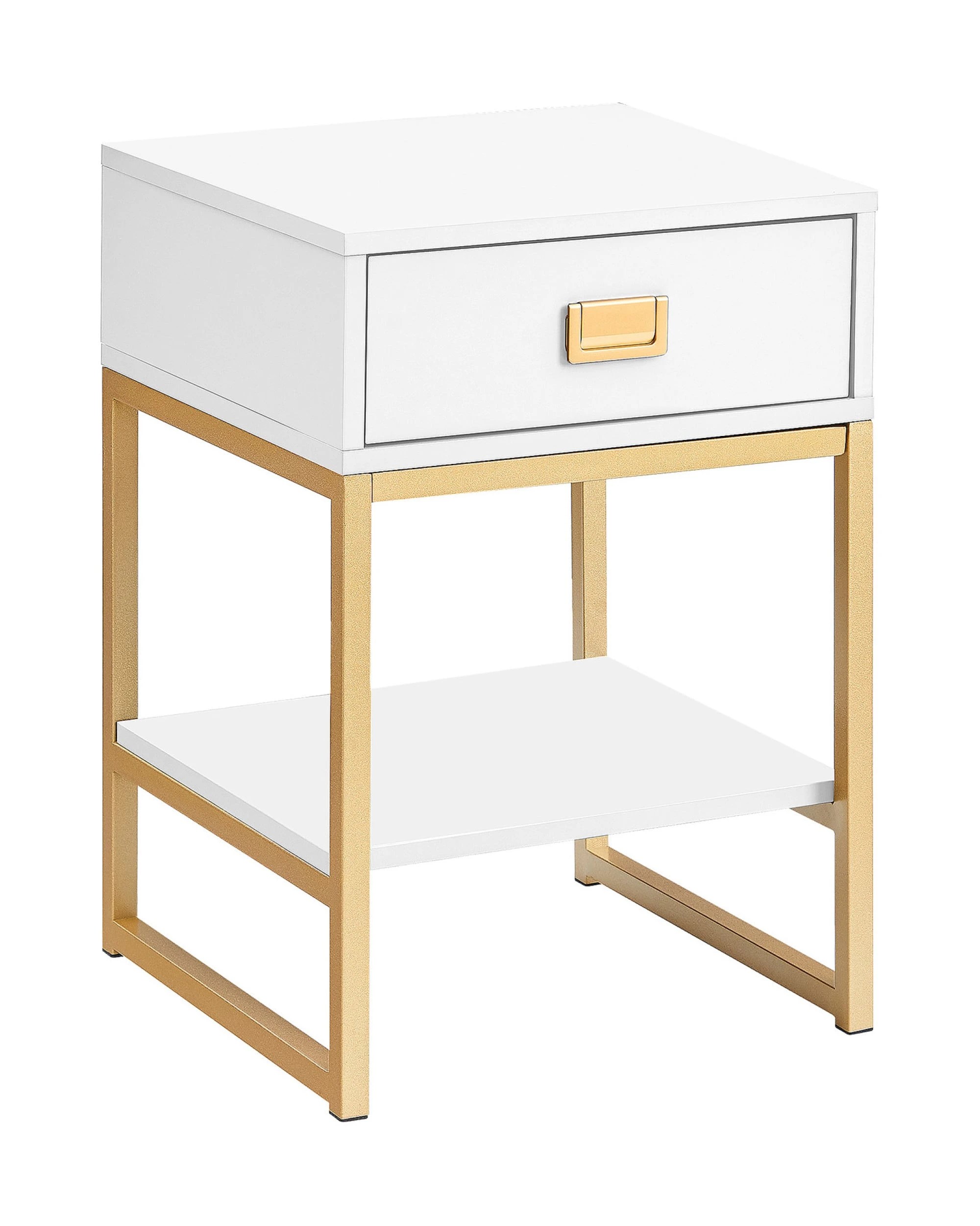 1 Sarantino Alessia Bedside Table Side Drawer Nightstand - White, 1 of 5