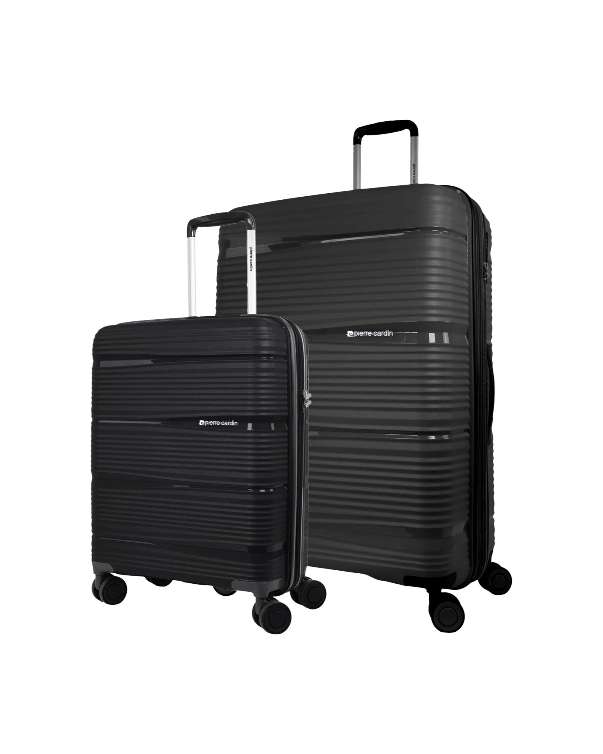 1 Pierre Cardin 2pc Polypropolene (PP) Large & Cabin Luggage Suitcase Set - Black, 1 of 7