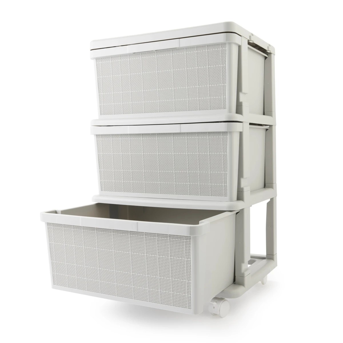 2 Linen Weave 3 Drawer Unit - Grey, 2 of 8