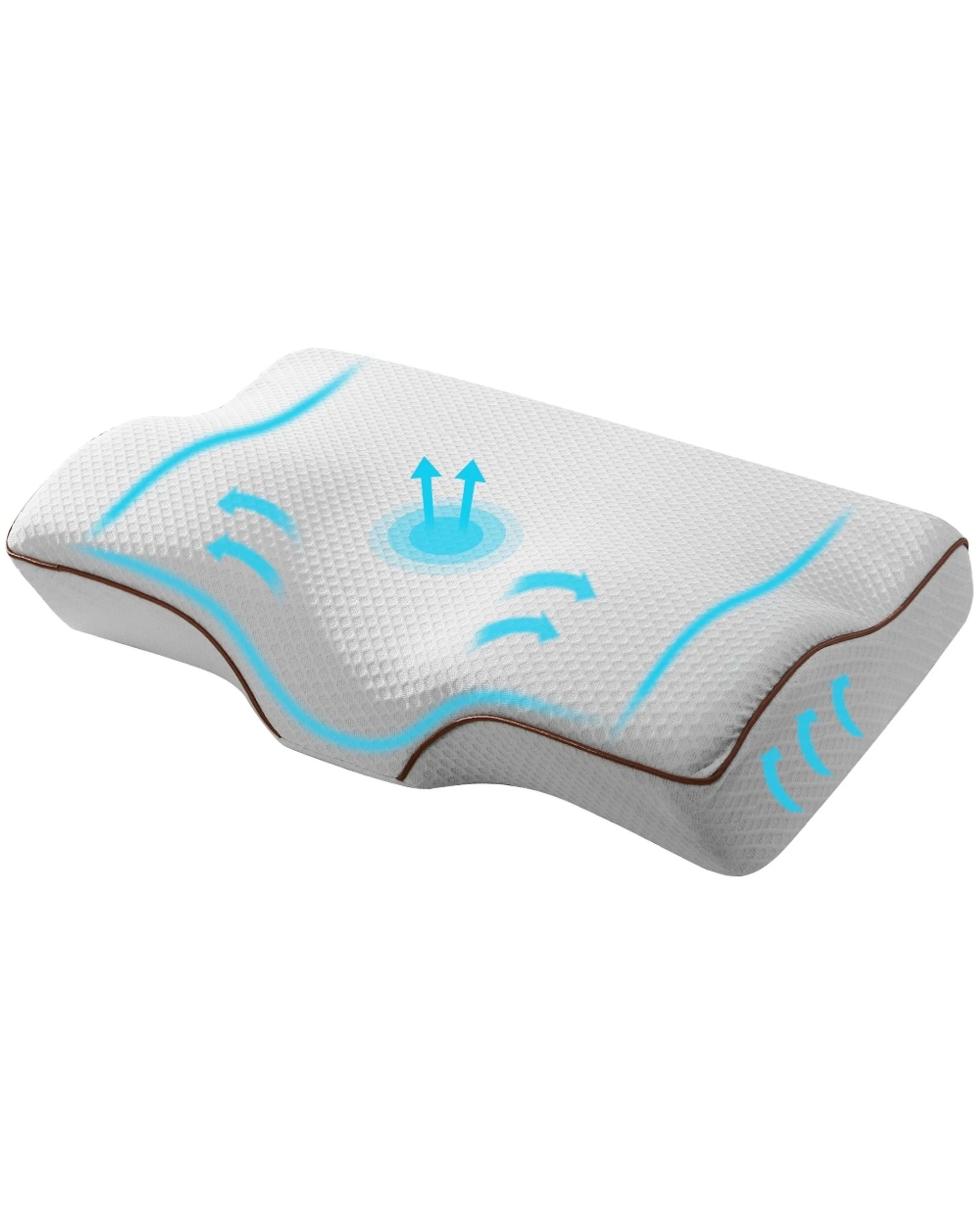 1 Giselle Memory Foam Pillow Neck Cervical Butterfly Ergonomic Support - Grey, 1 of 4