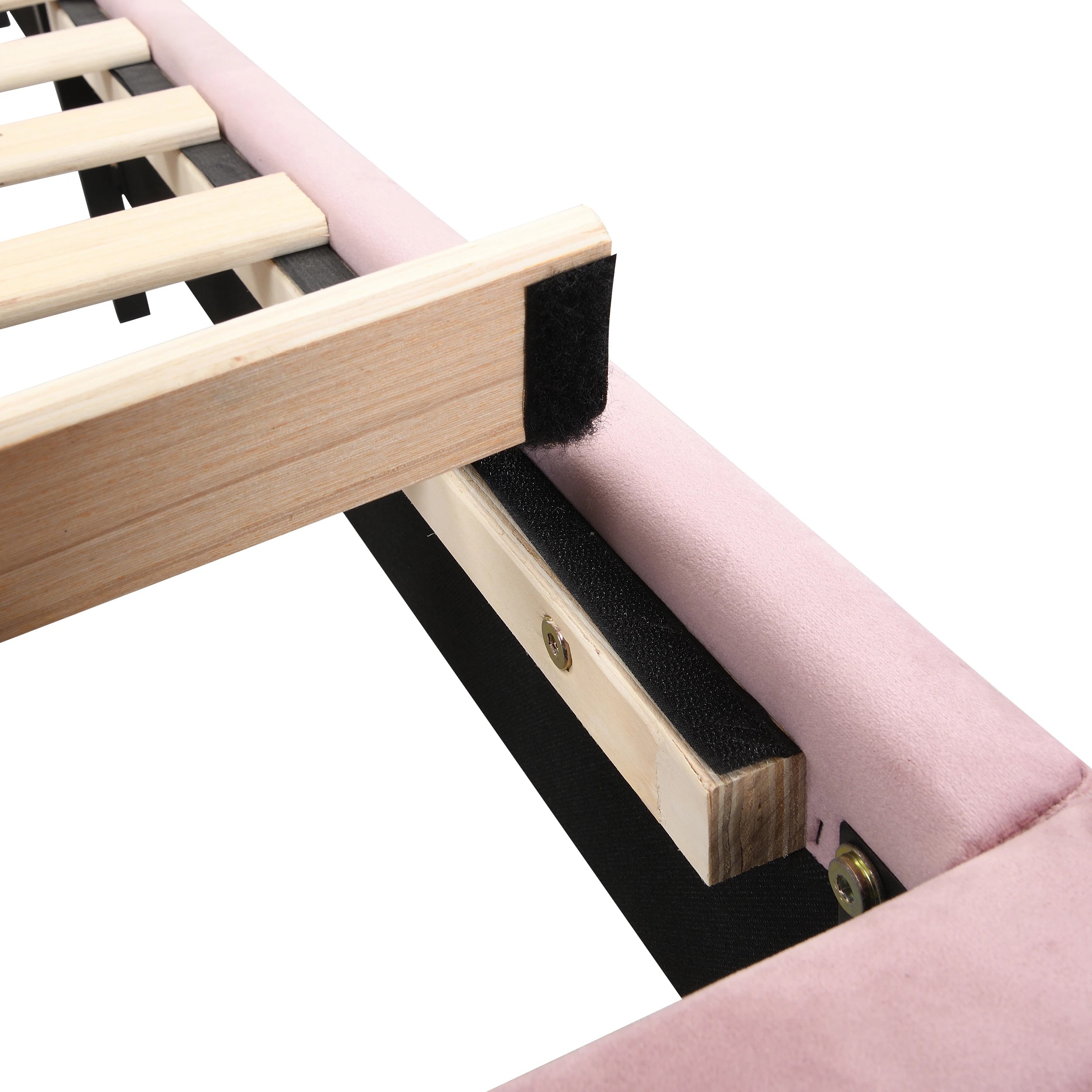 9 IHOMDEC BEF02 Double Velvet Button Tufted Bed Frame - Pink - Pink, 9 of 10