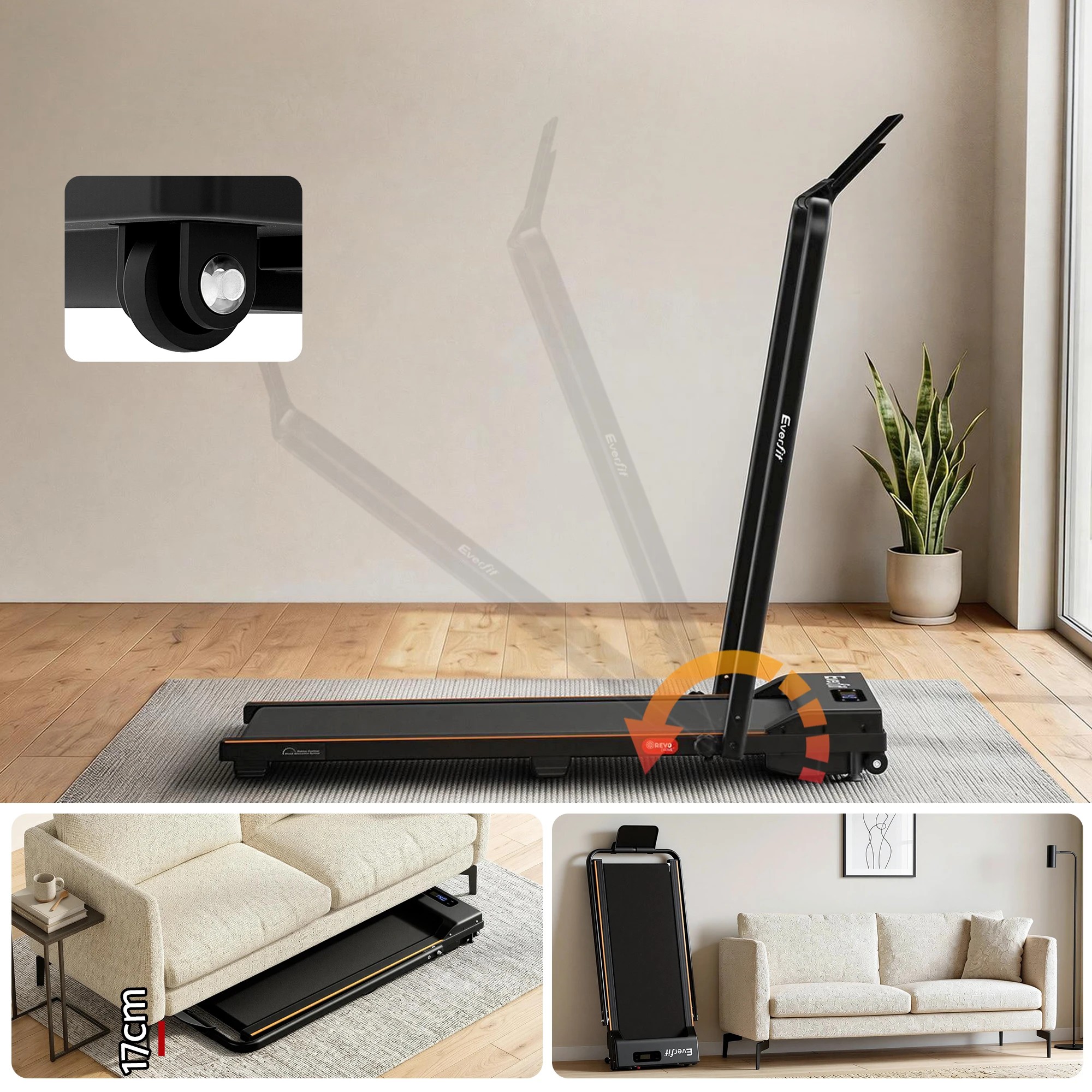 8 Everfit 3 in 1 Walking Pad Treadmill 12% Incline Under Desk Foldable Treadmills for Home 38cm - Multi, 8 of 9