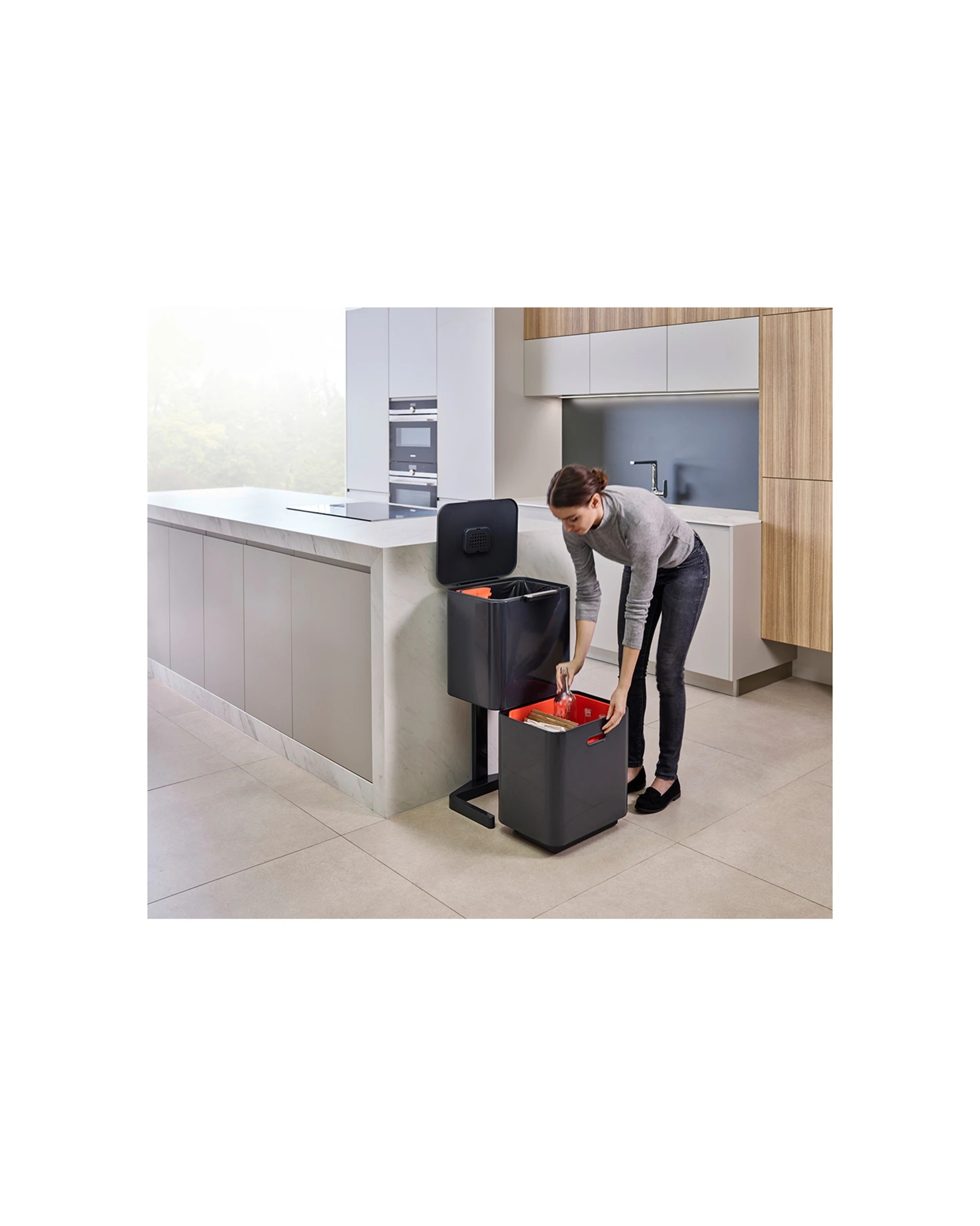 4 Joseph Joseph Totem Max Waste Separation 60L Bin Graphite 30062, 4 of 10
