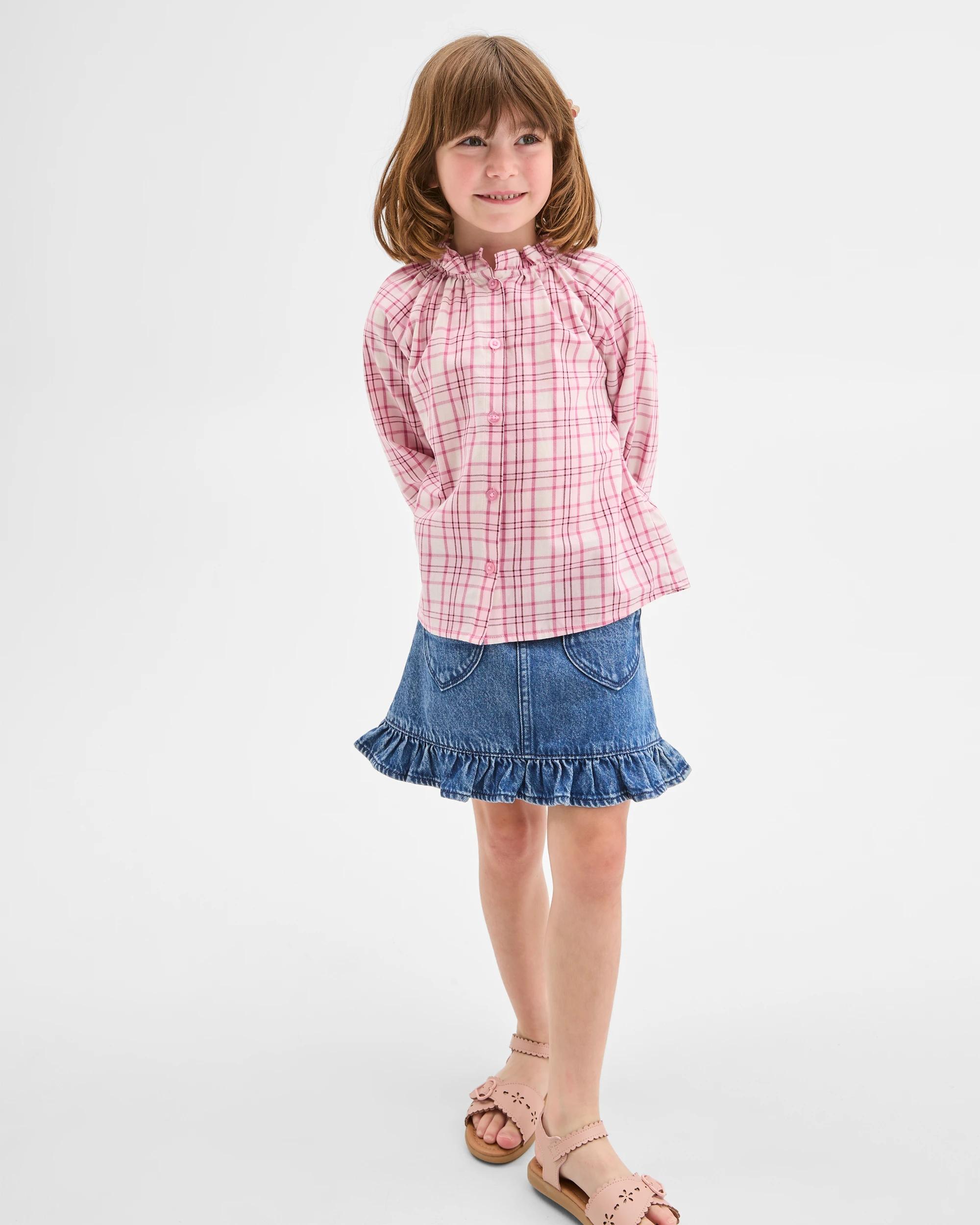 5 Target Kids Australian Cotton Fashion Woven Long Sleeve Top PINK, 5 of 7