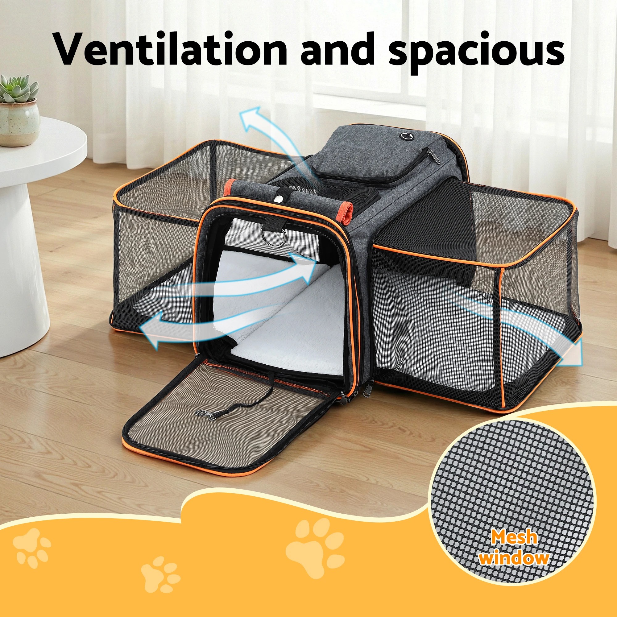 4 i.Pet Pet Carrier Bag Foldable Expandable Dog Cat Travel Cage Portable Car Kennel - Multi, 4 of 8