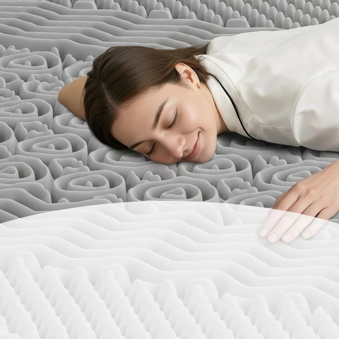 8 Giselle Bedding 8cm Memory Foam Mattress Topper 7-Zone Graphite King Single - King Single Bed - Grey, 8 of 9