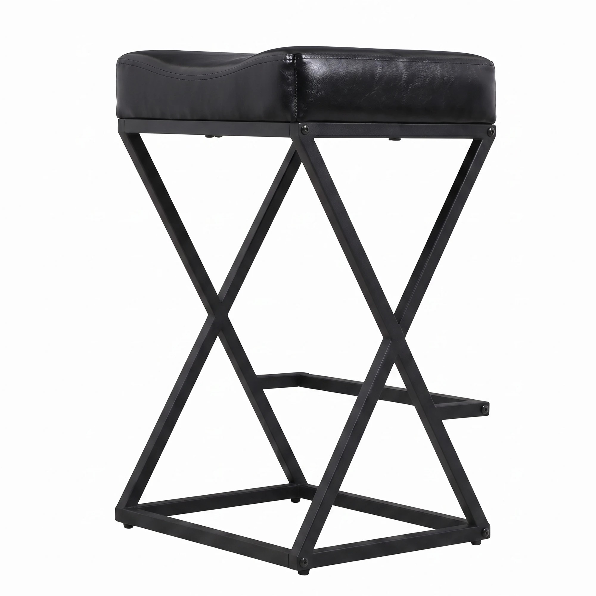 5 Advwin Bar Stools Set of 2 PU Leather Kitchen Counter Stools w/ U-Shape Cushion & Footrest - Black, 5 of 7