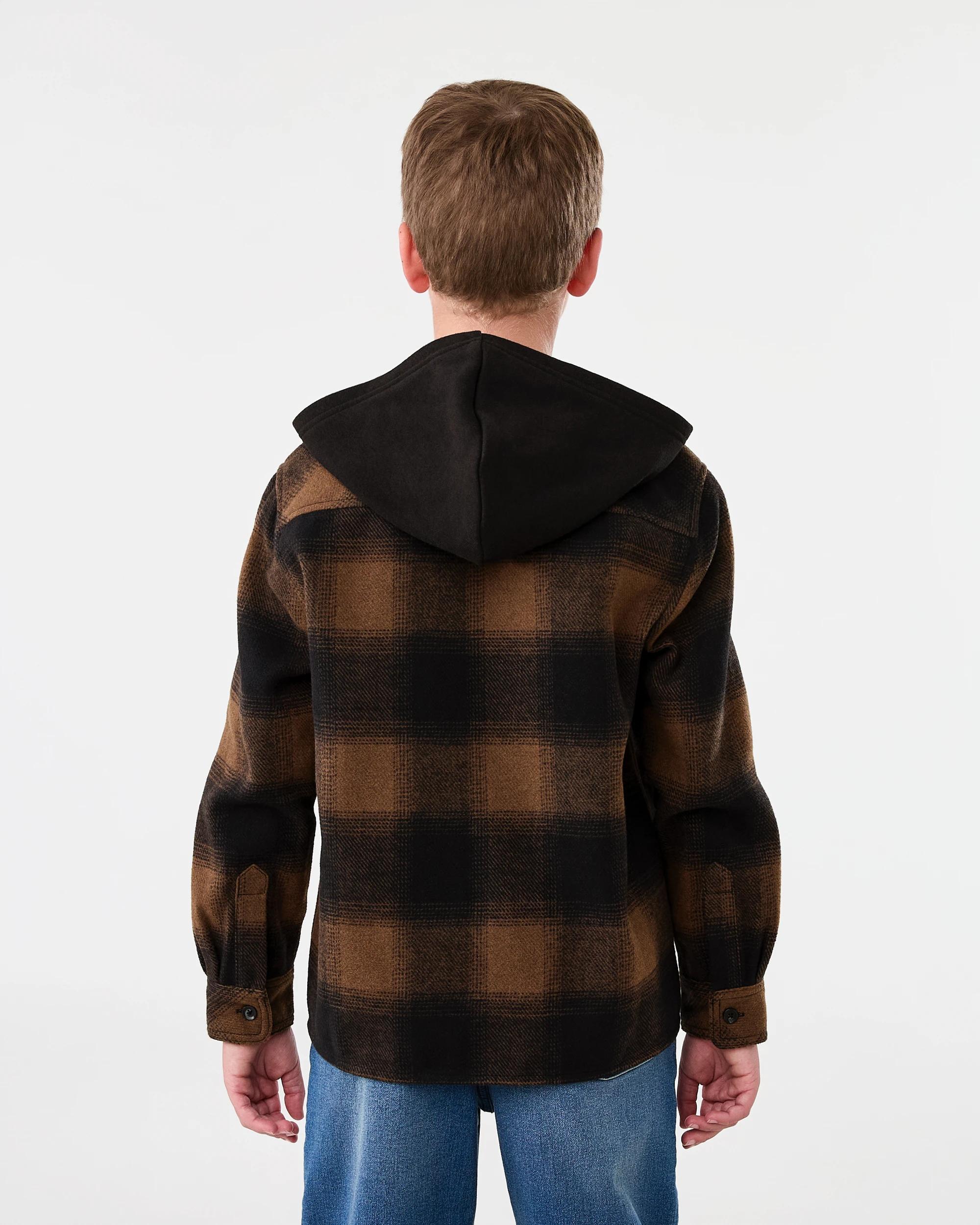 2 Long Sleeve Hooded Check Shirt Fossil Brn, 2 of 7