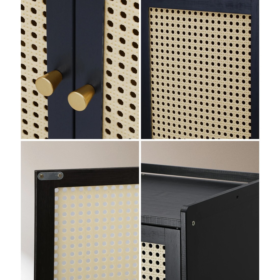 4 Oikiture Shoe Storage Cabinet Shoes Rack Organiser Shelf 4 Doors Rattan
 - Black, 4 of 9