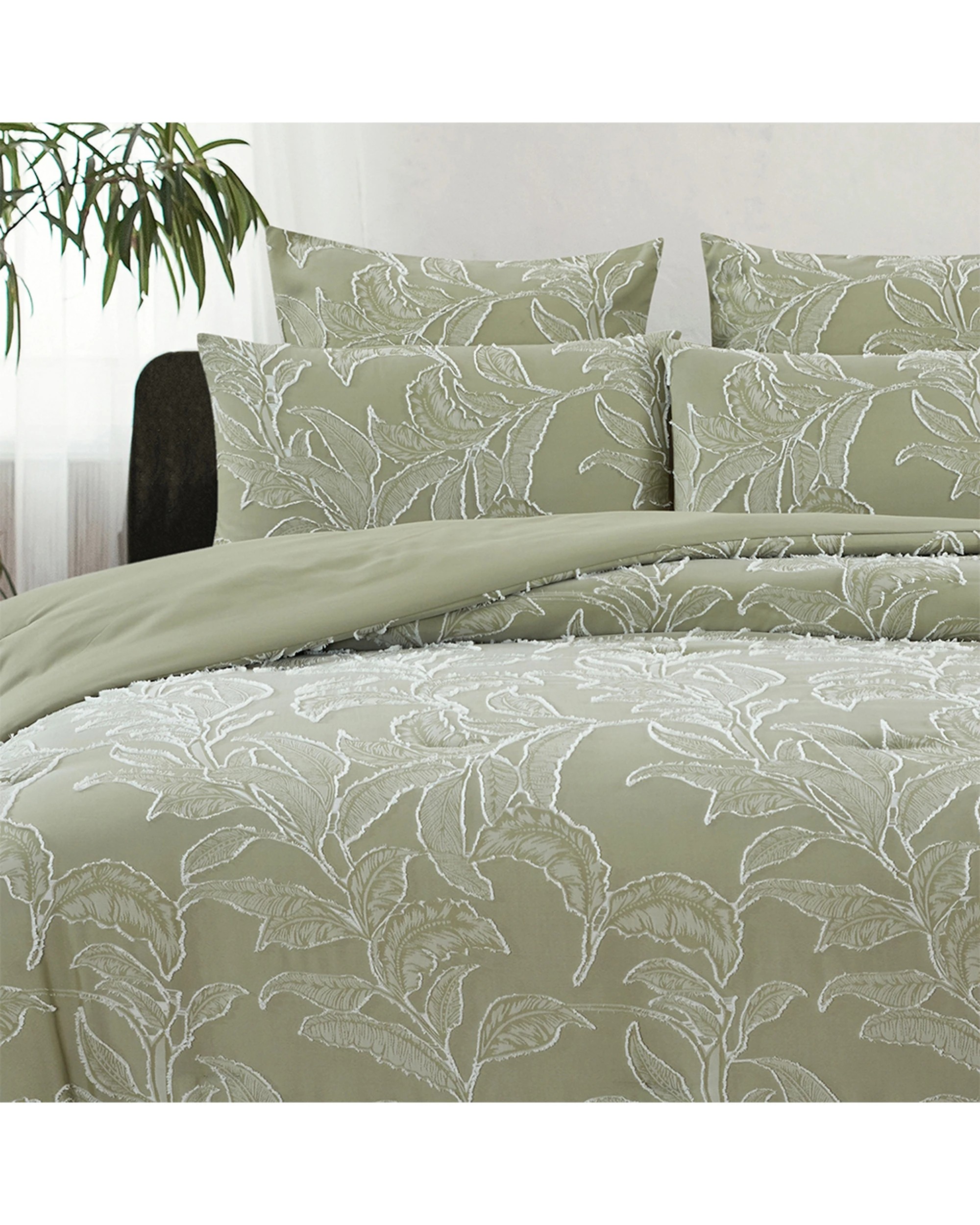 2 Ardor Boudoir Kiah Clipped Tufted Jacquard Quilt Cover Set Queen - Green, 2 of 4