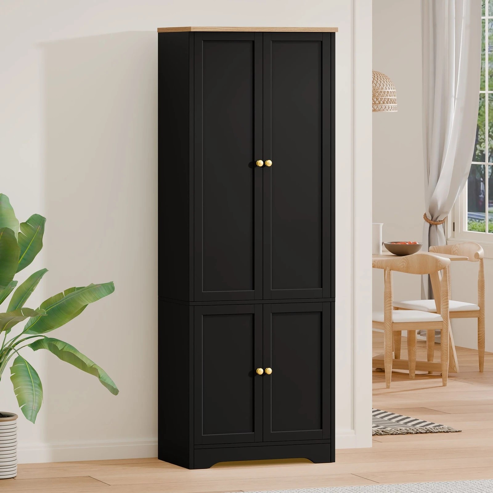 2 Alfordson Buffet Sideboard Cupboard Cabinet Kitchen Hallway Storage Shelf - Black, 2 of 10