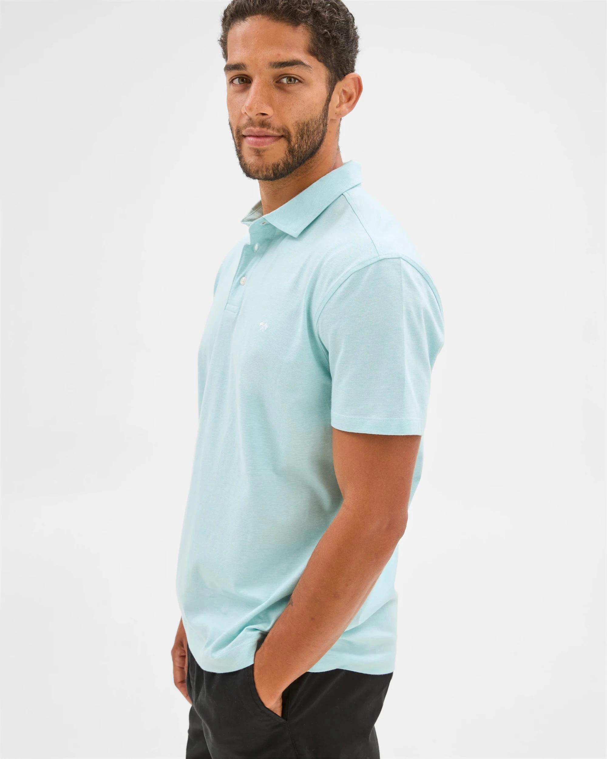 4 Target Australian Cotton Jersey Micro Stripe Polo Top AQUA, 4 of 6