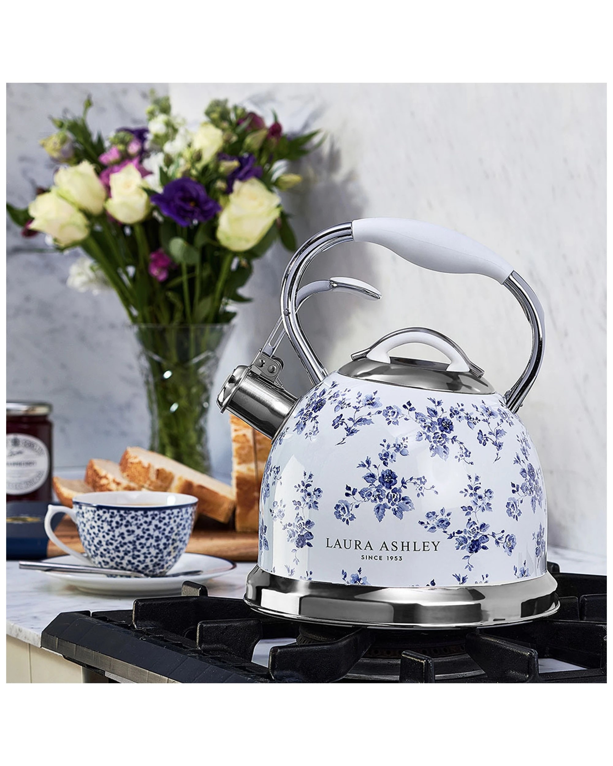 Laura Ashley Stove Top Kettle 2.5L 10 Cup Whistling Food Grade ...