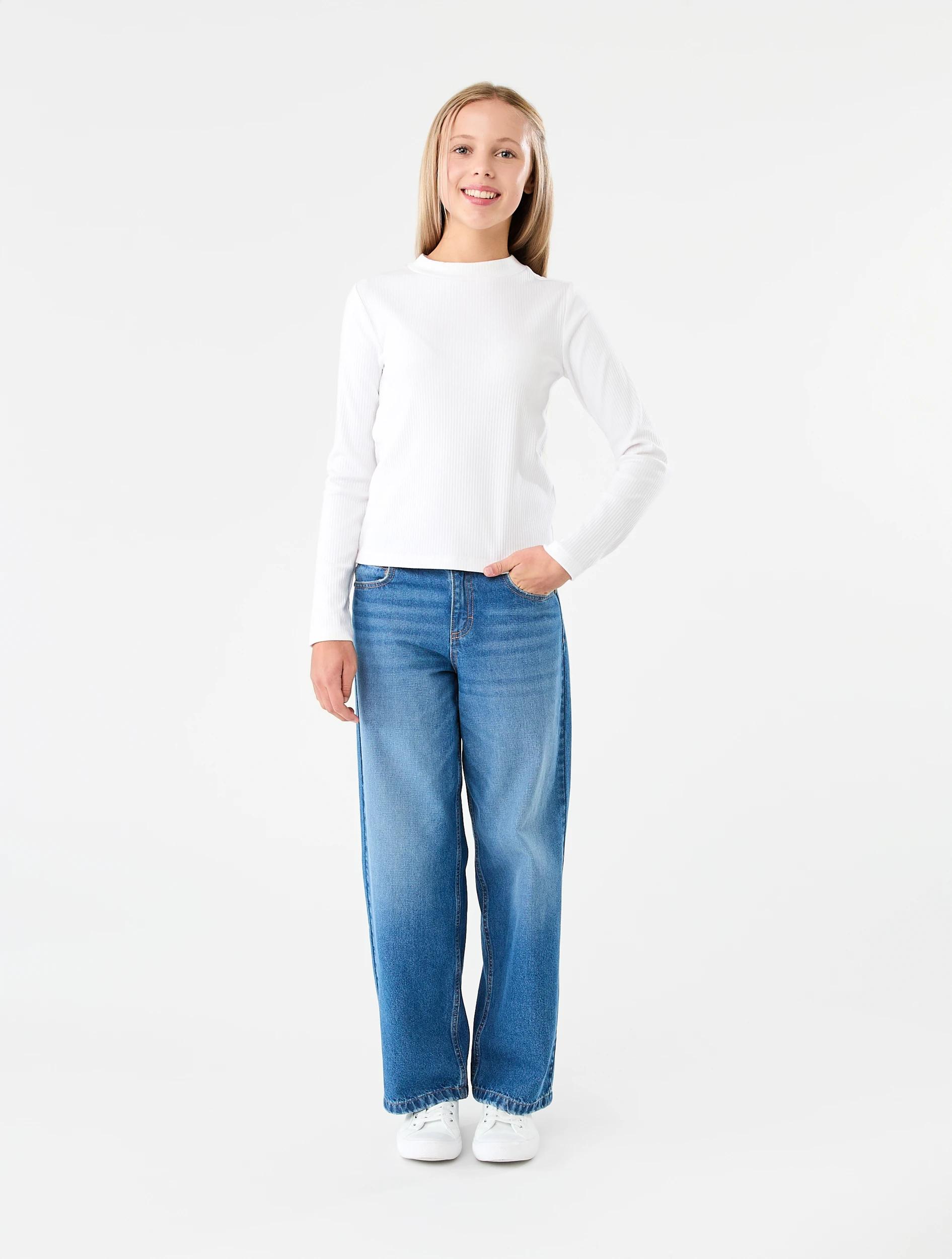 6 Long Sleeve Rib Skivvy Top White, 6 of 7