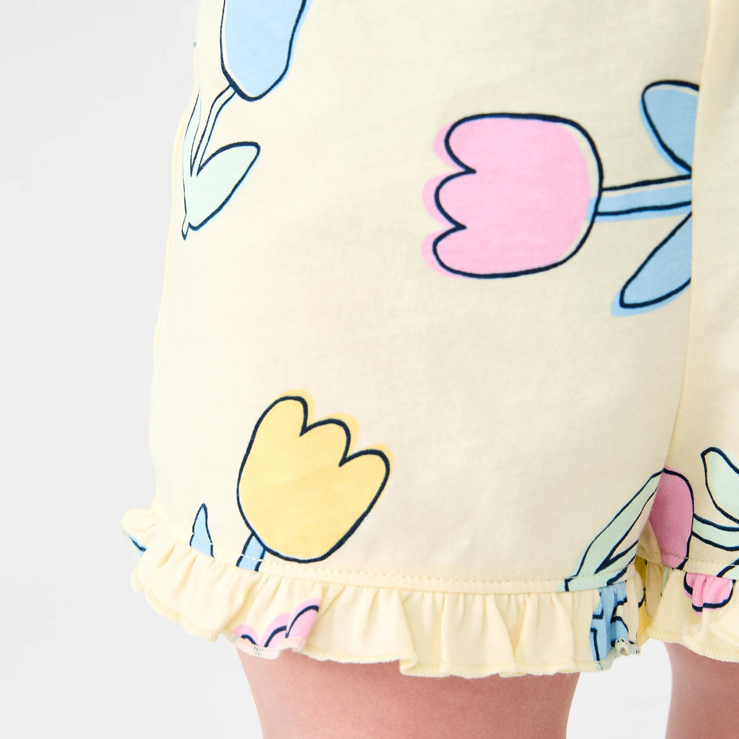 6 Short Sleeve Jersey Pyjama Set YELLOW TULIPS, 6 of 8