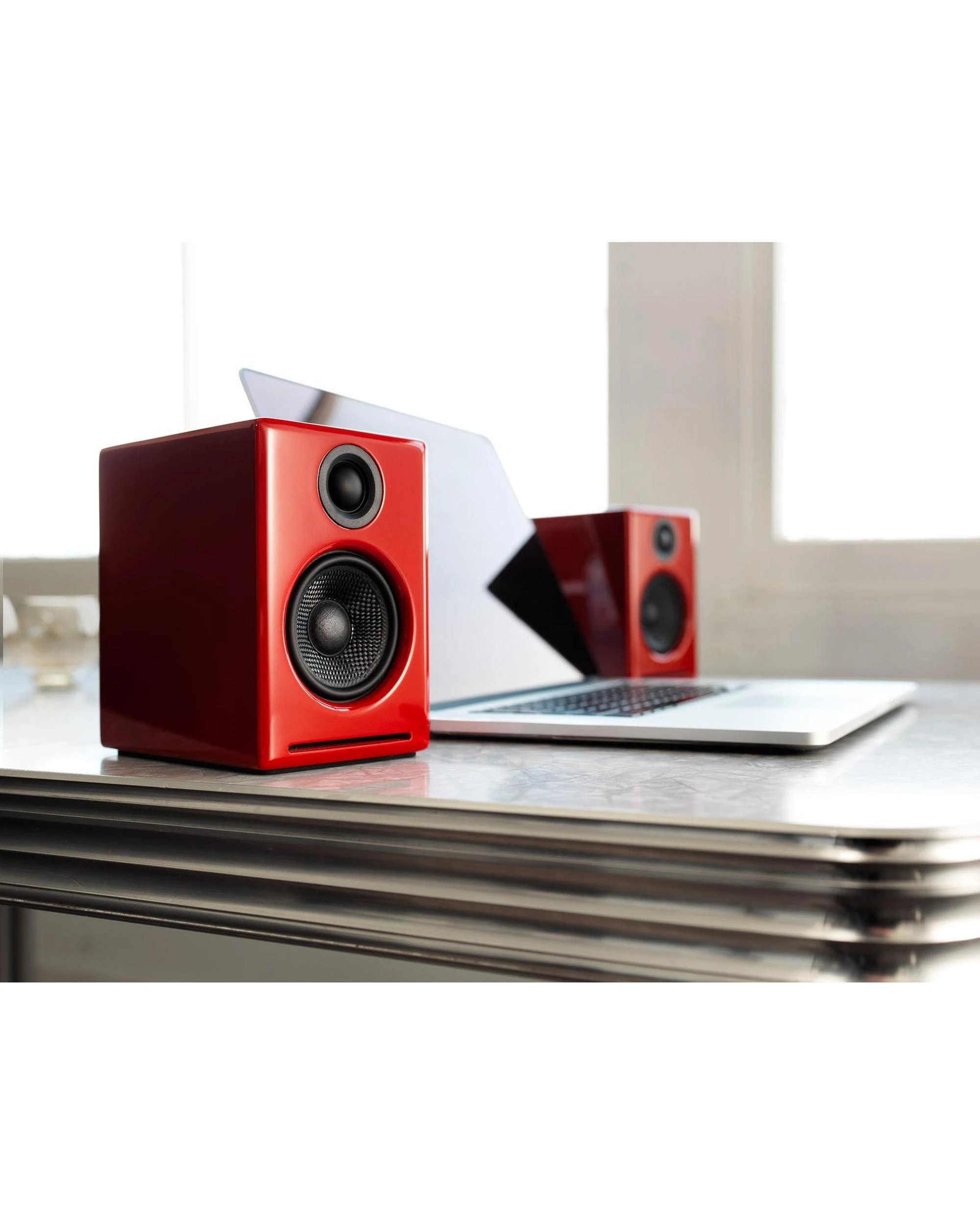 5 Audioengine A2+ Wireless Speakers Hi-Res Audio Bluetooth Bookshelf Speakers Red, 5 of 5