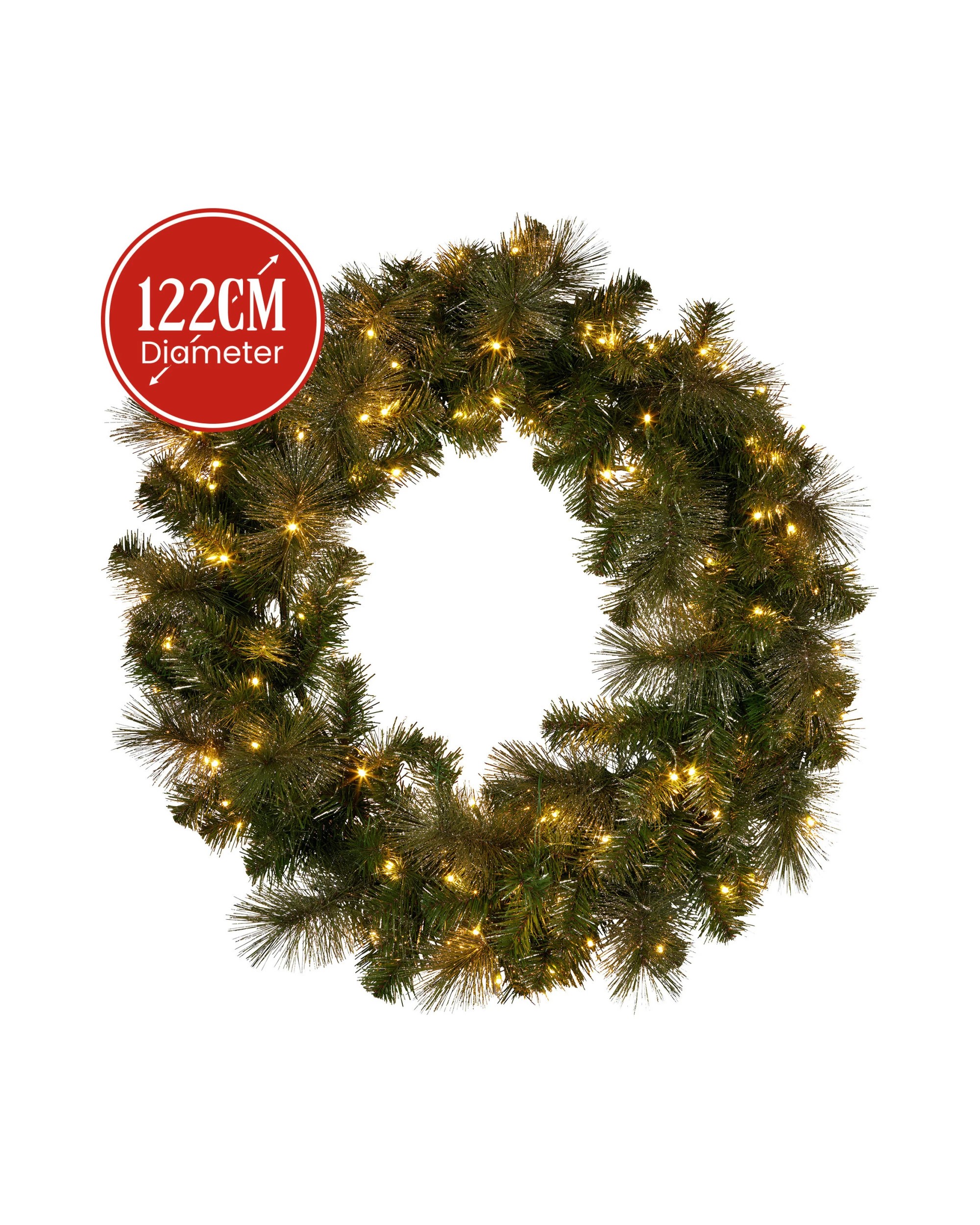 3 Christabelle 1.22m Split 2pc Christmas Wreath With Led Lights Pine Dual Front Doors Decoration Ornament, 3 of 8
